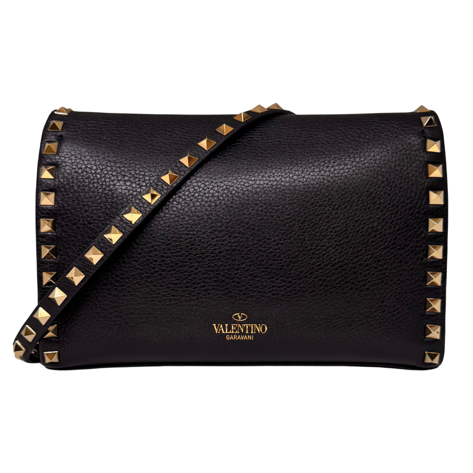 Valentino Garavani Rockstud Flip Lock Crossbody Bag – Black