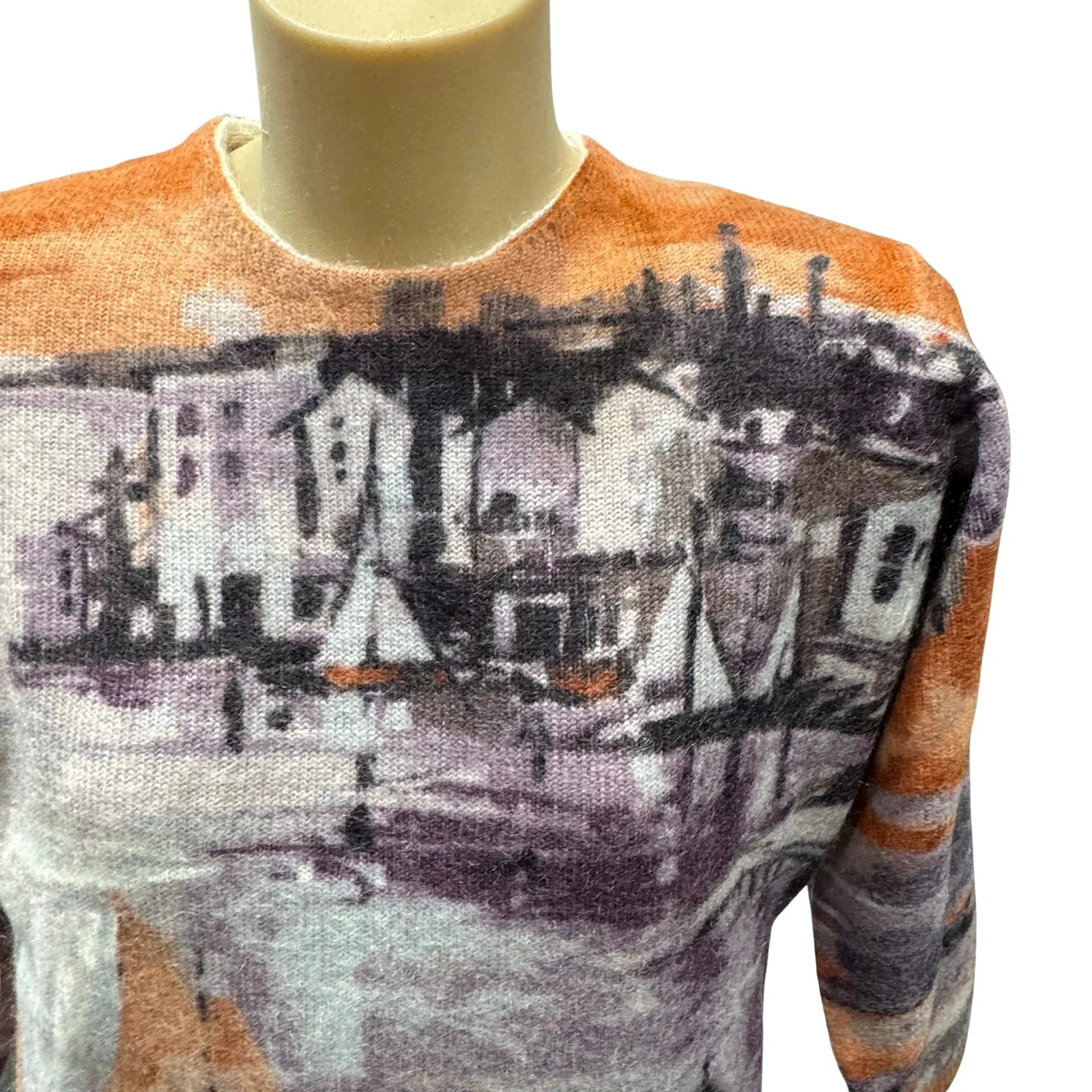 Prada Painted Seaside Landscape Knit Sweater