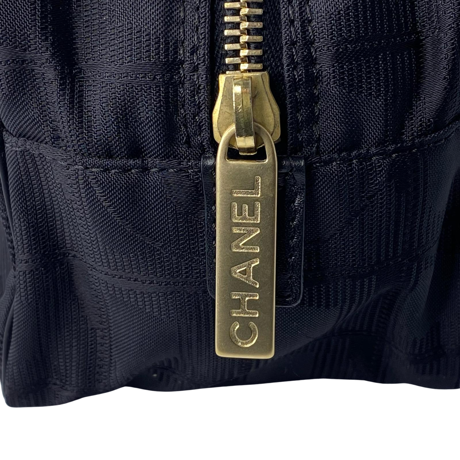 Chanel Nylon Travel Bowler Black Hand Bag
