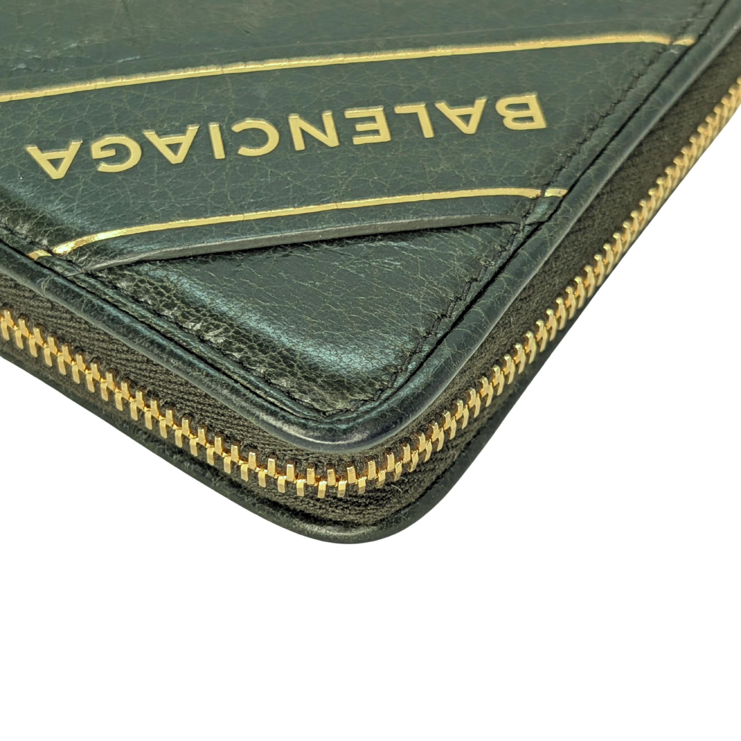 Balenciaga Zip Around Long Wallet Olive Green