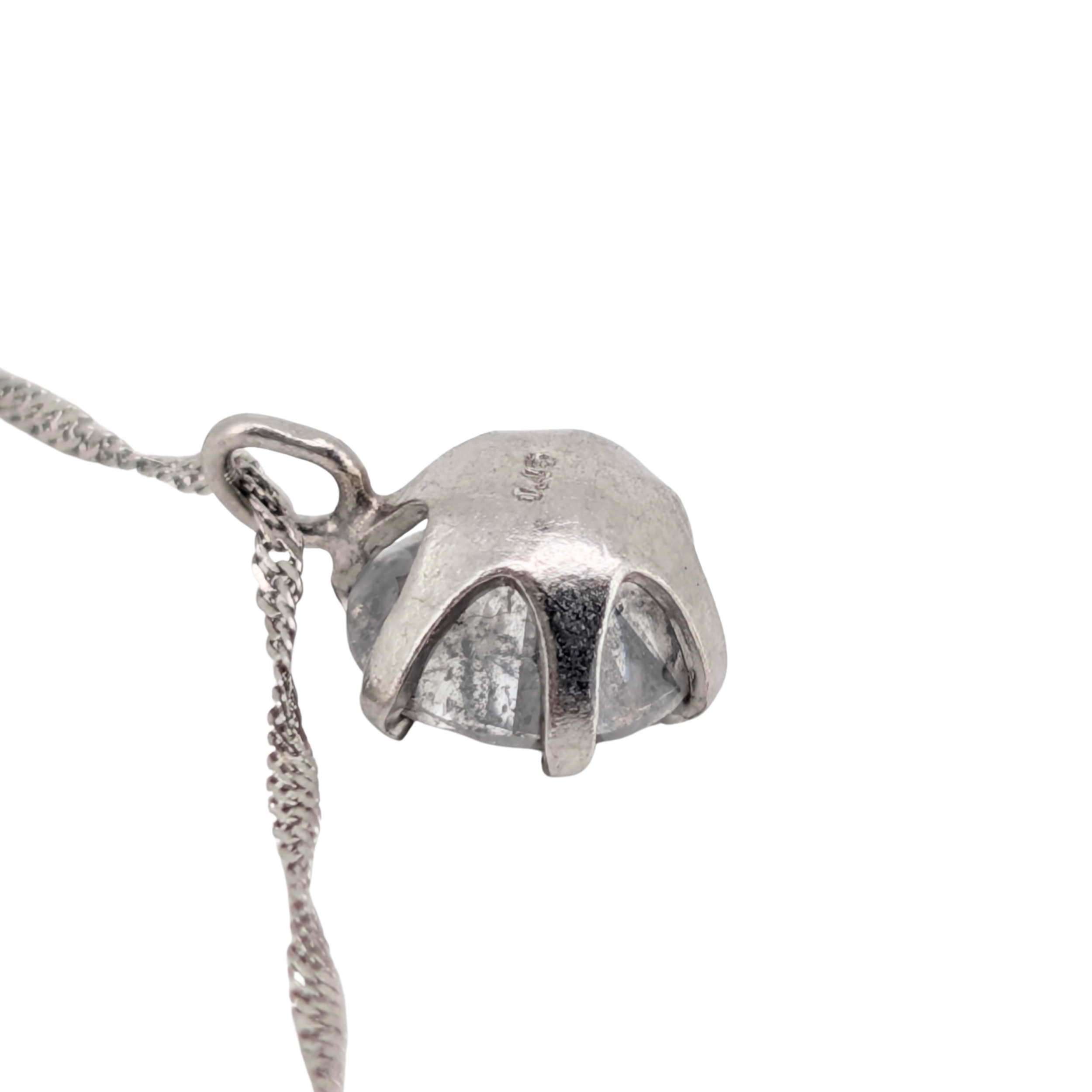 0.75Ct Salt & Pepper Diamond Solitaire Pendant On Chain In Platinum