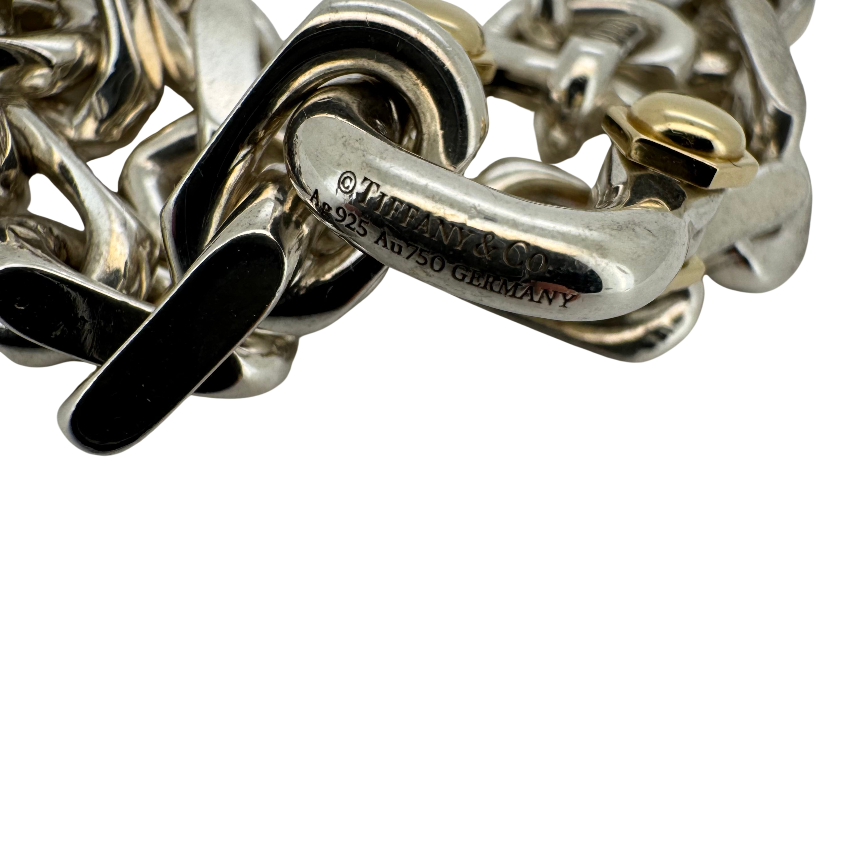 Tiffany & Co Makers Wide Chain Bracelet in Sterling Silver & 18k Gold