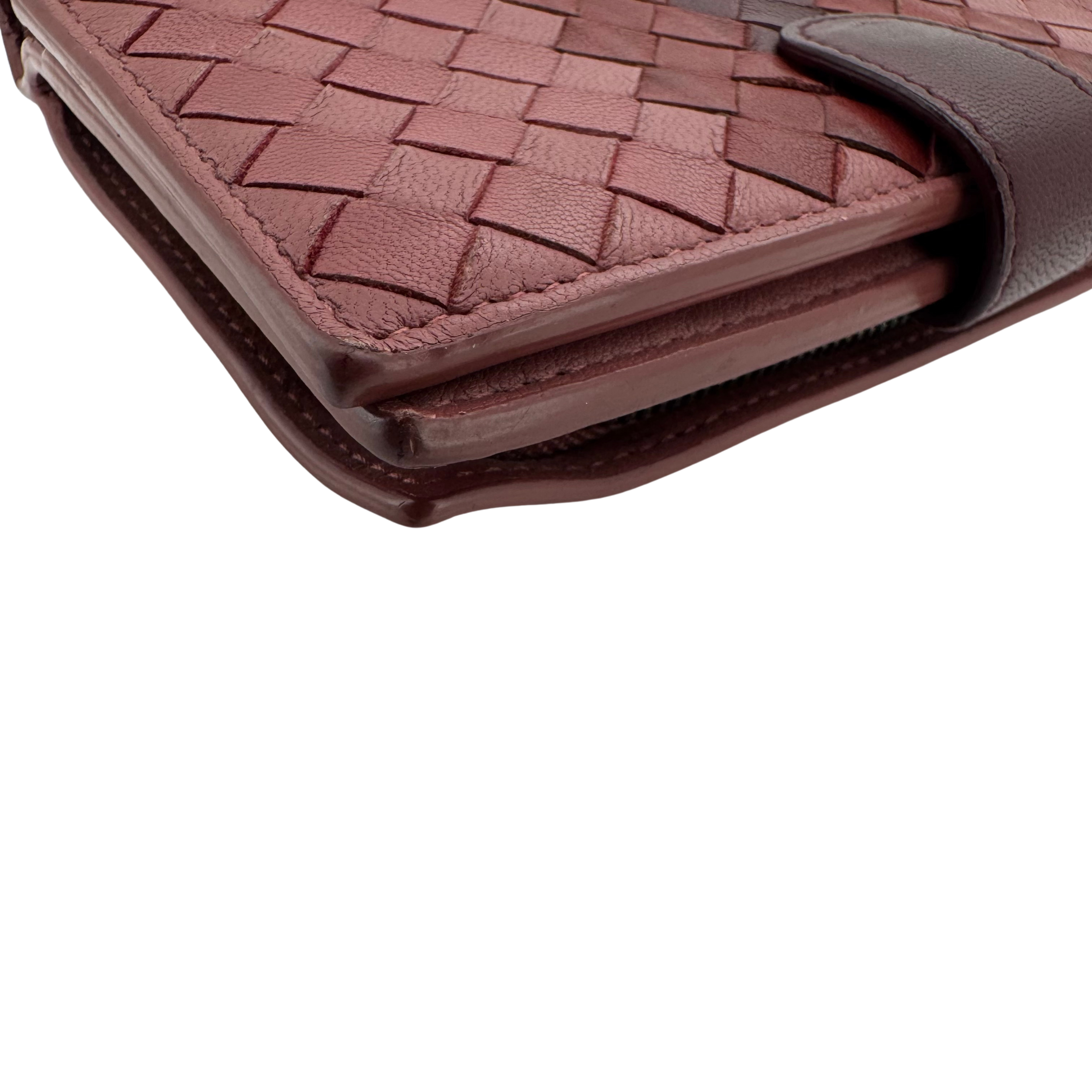 Bottega Veneta Tri Color Intrecciato Leather French Flap Wallet