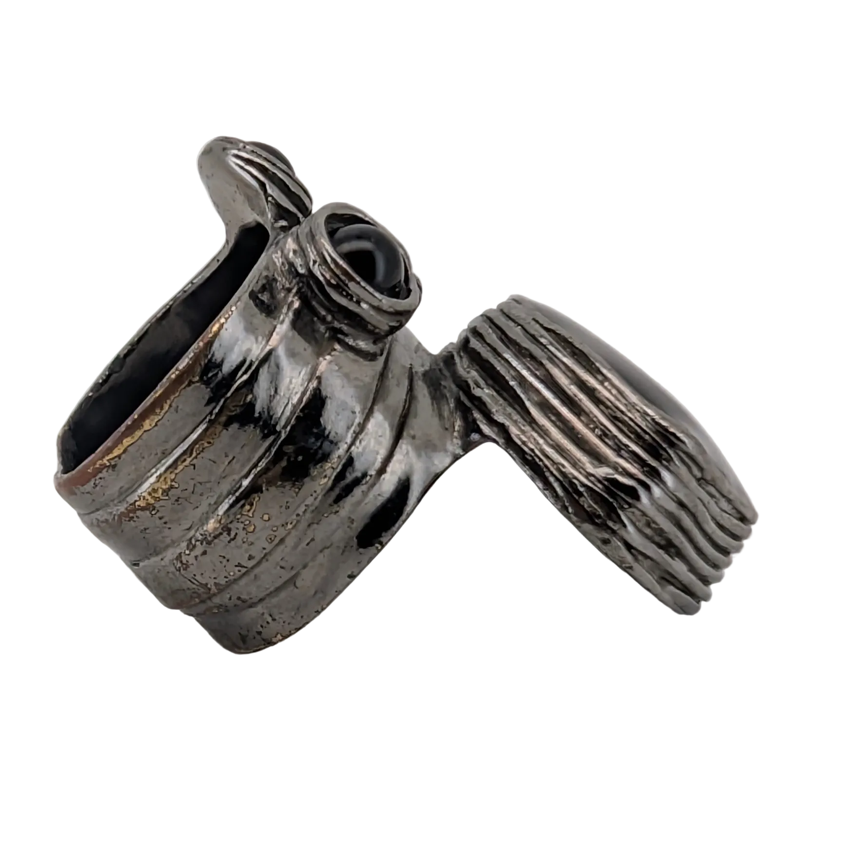 Yves Saint Laurent Arty Cabochon Black Enamel Ring Size 55/O½