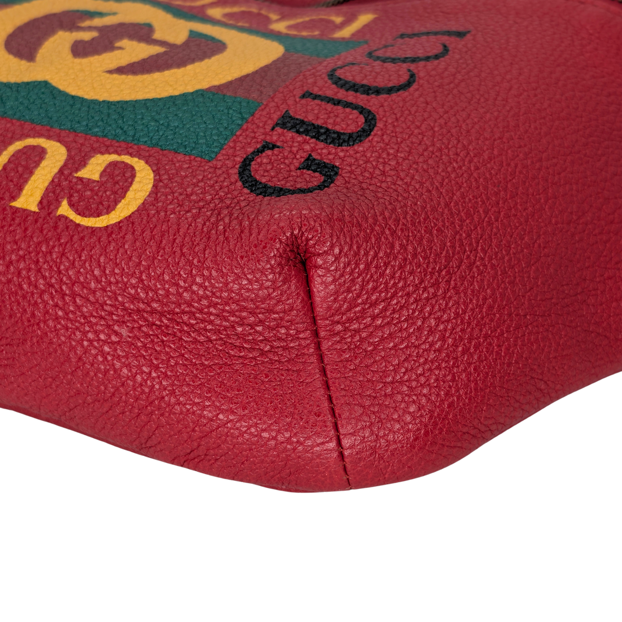 Gucci Grained Calfskin Logo Belt Bum Bag Hibiscus Red