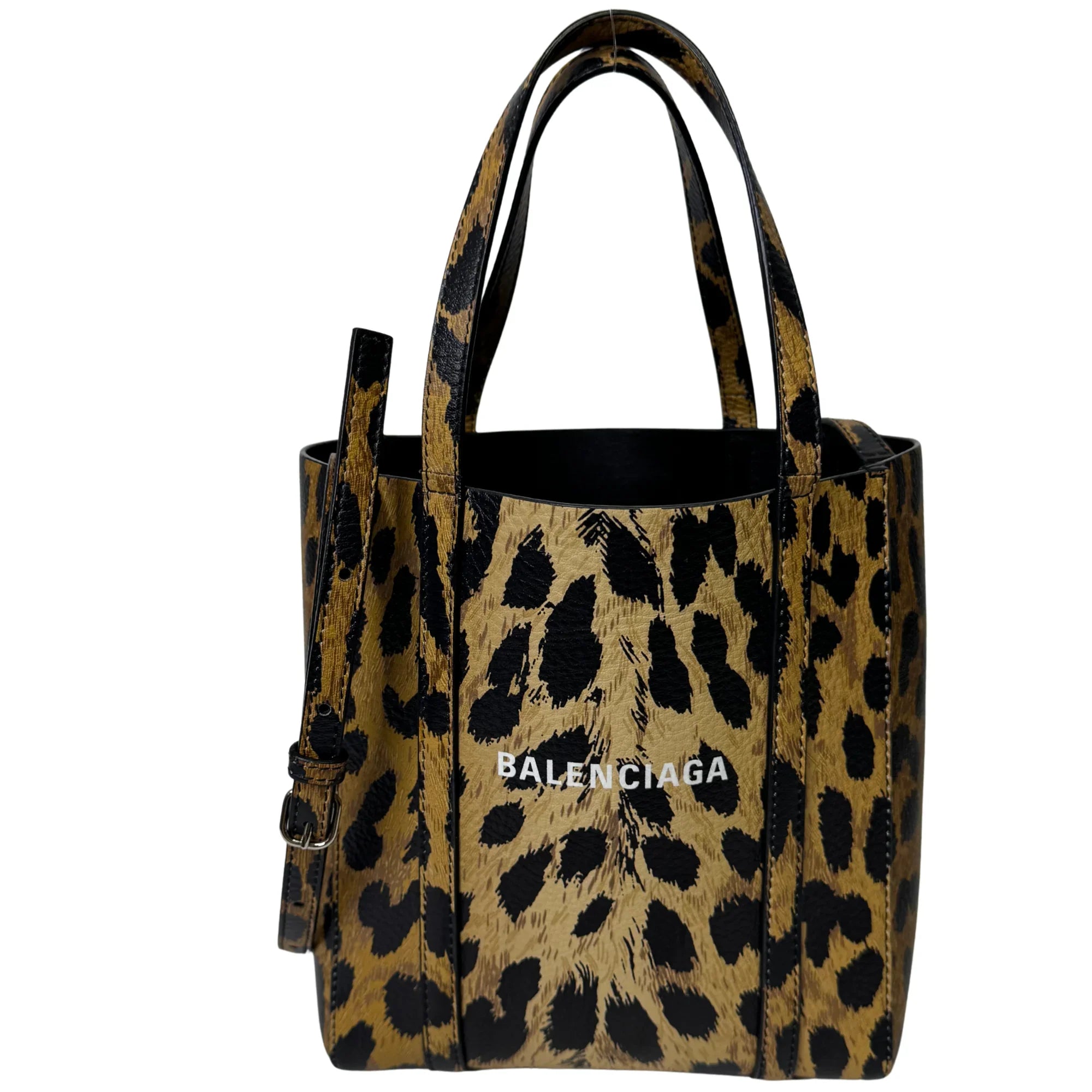 Balenciaga Calfskin Printed Leopard XXS Everyday Tote Bag w Strap