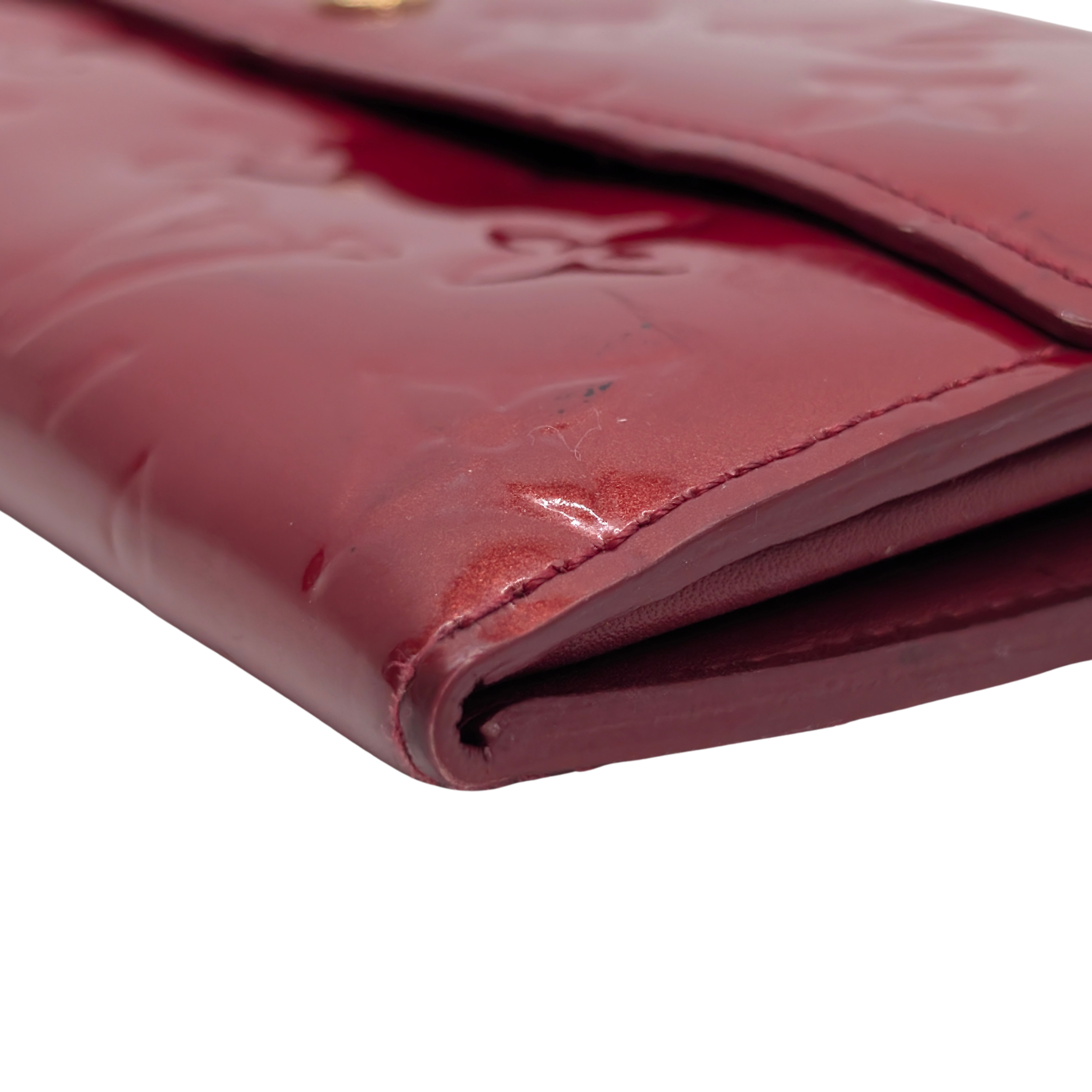 Louis Vuitton Sarah Long Wallet Vernis Leather Patent Red