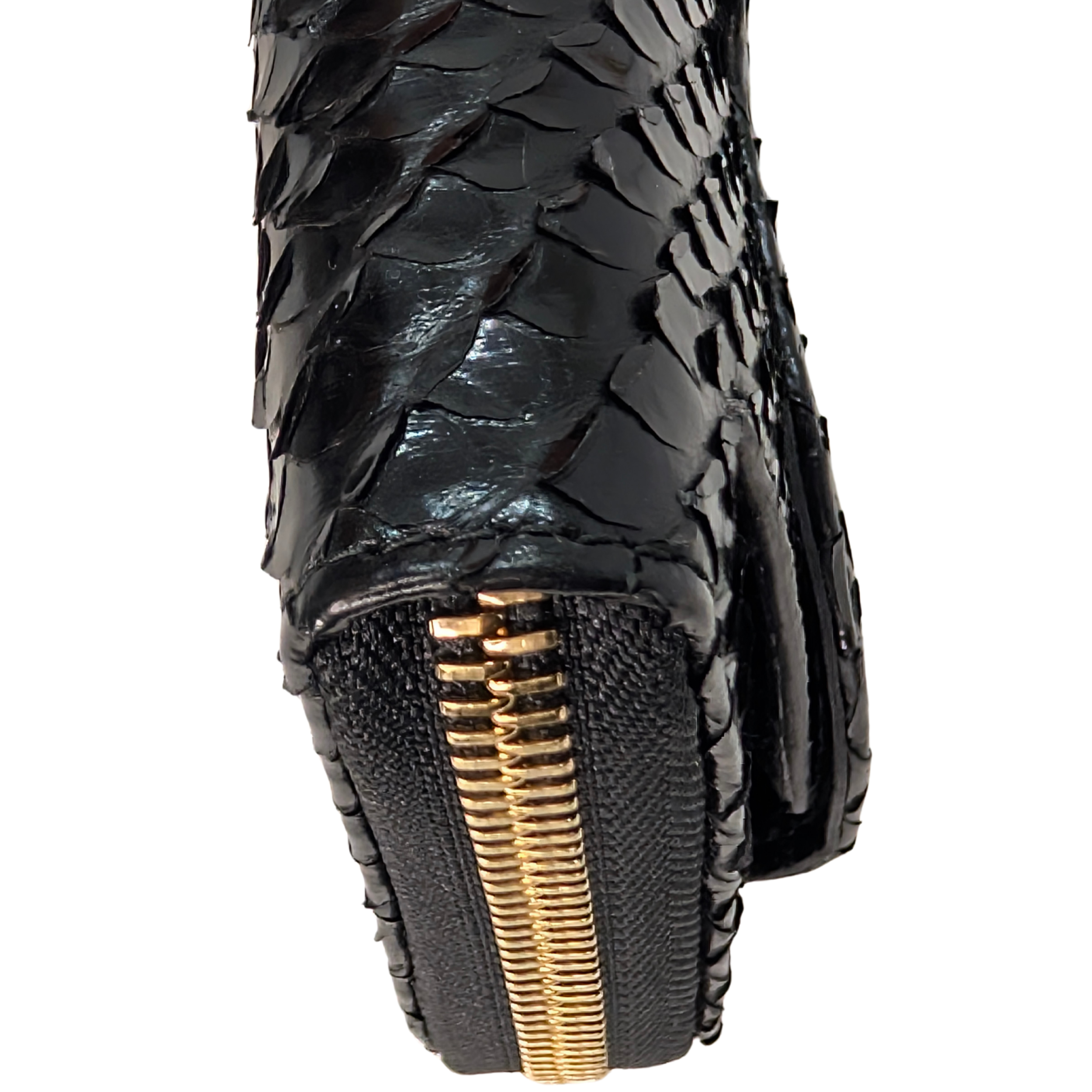 Bvlgari Python Snake Skin Black Long Wallet