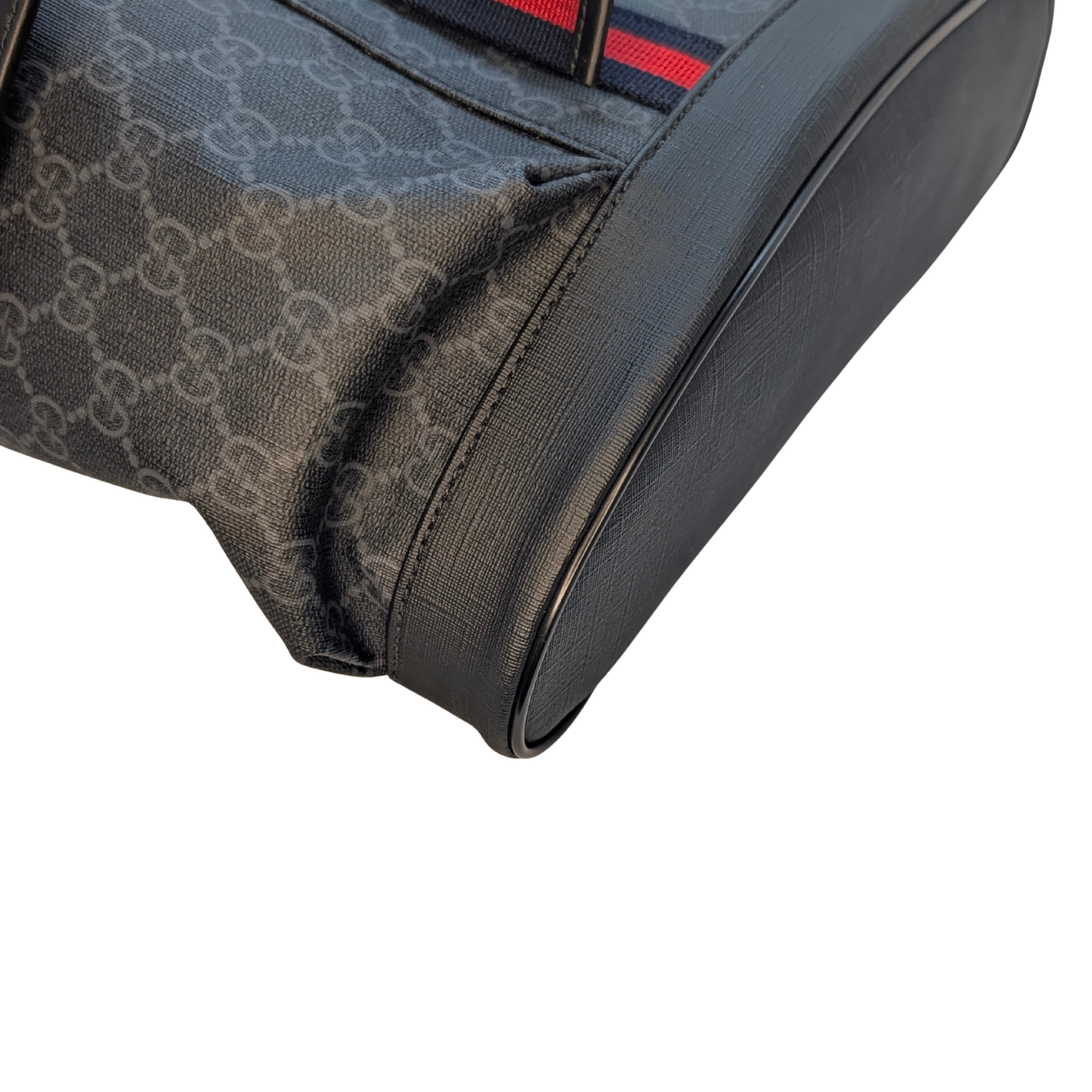 Gucci GG Supreme Monogram Calfskin Web Double Buckle Backpack Black