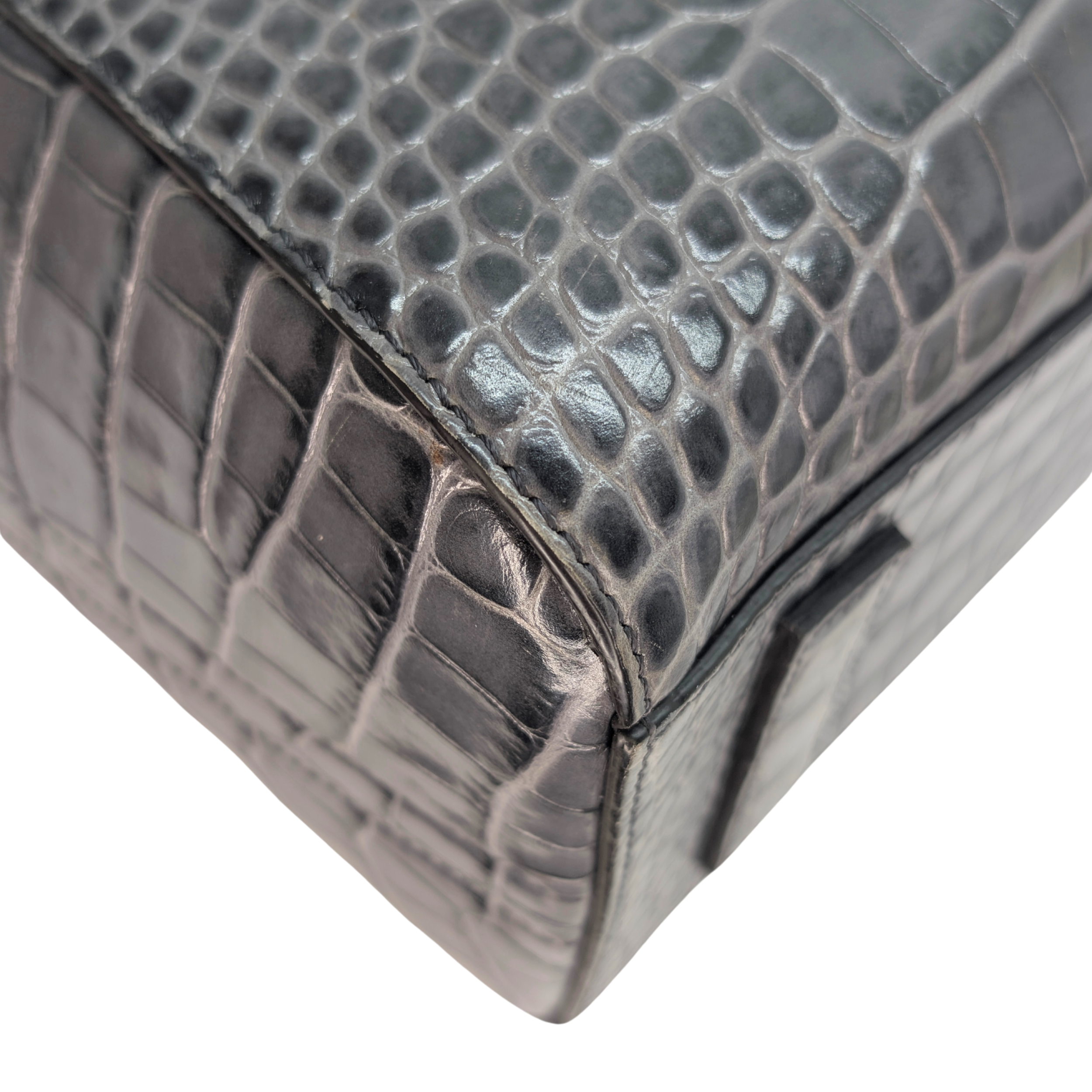 Givenchy Small Antigona Black Crocodile Embossed Bag Storm Grey