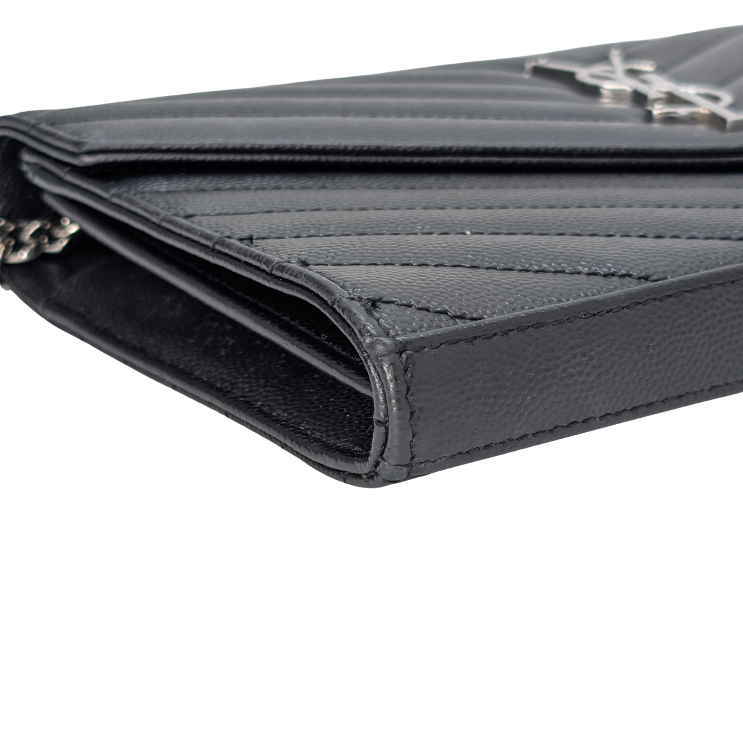 Yves Saint Laurent Cassandra Envelope Wallet on Chain Black