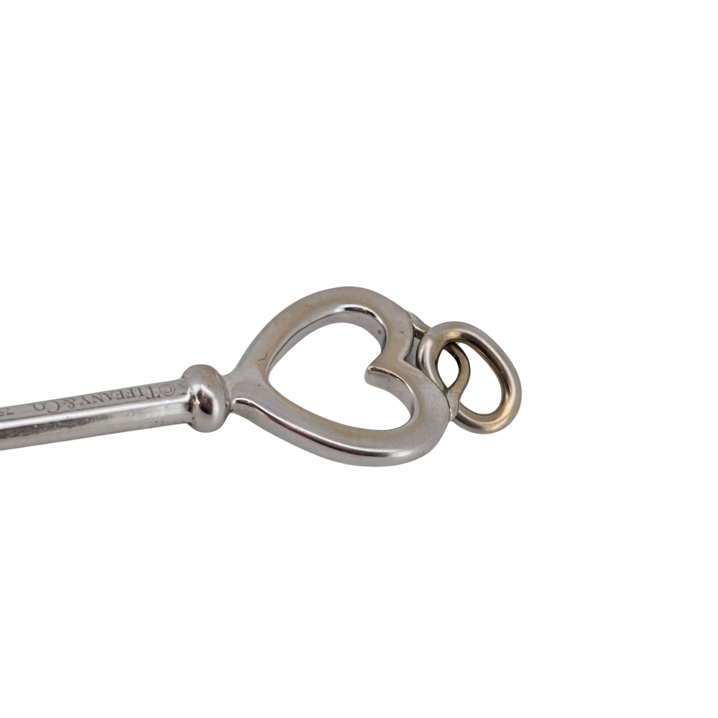 Tiffany & Co. Tiffany Keys Diamond 18K White Gold Heart Key Pendant