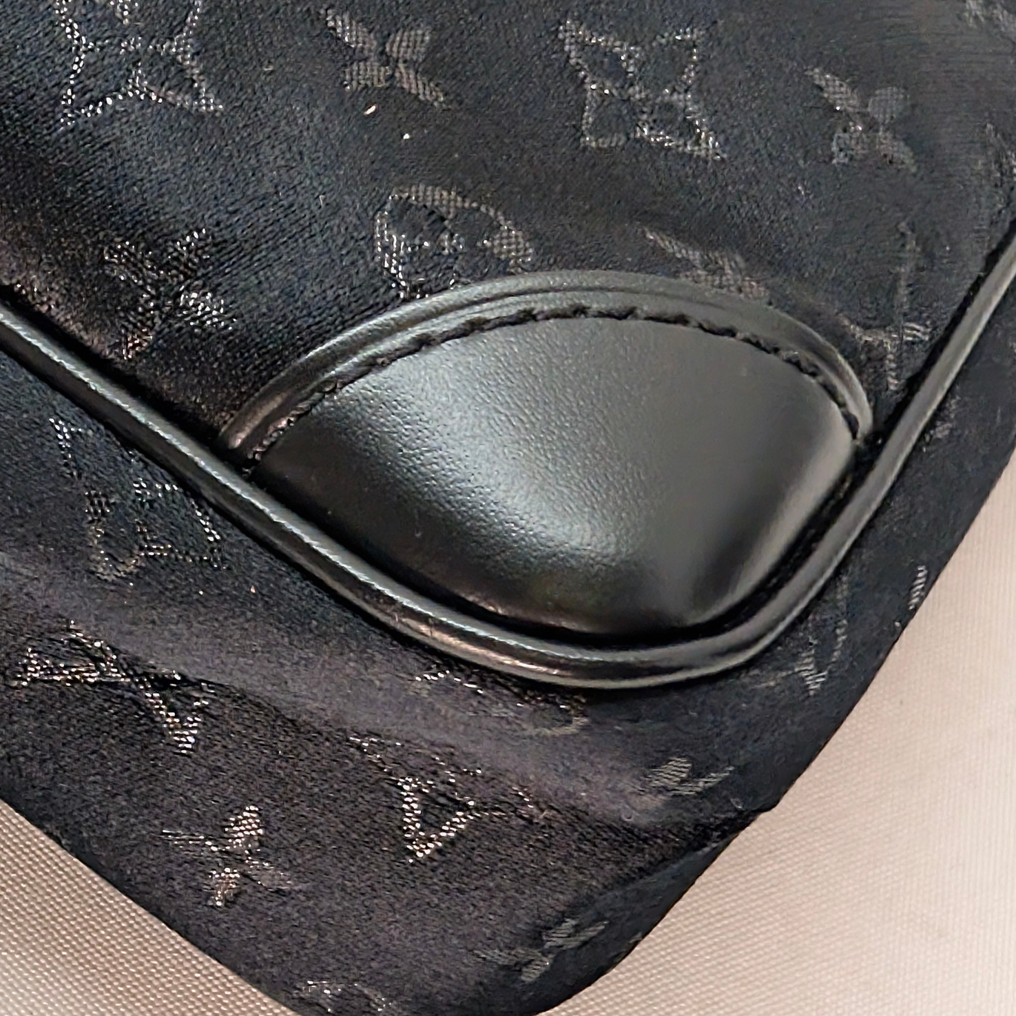 Louis Vuitton Satin Little Boulogne Monogram Bag Black