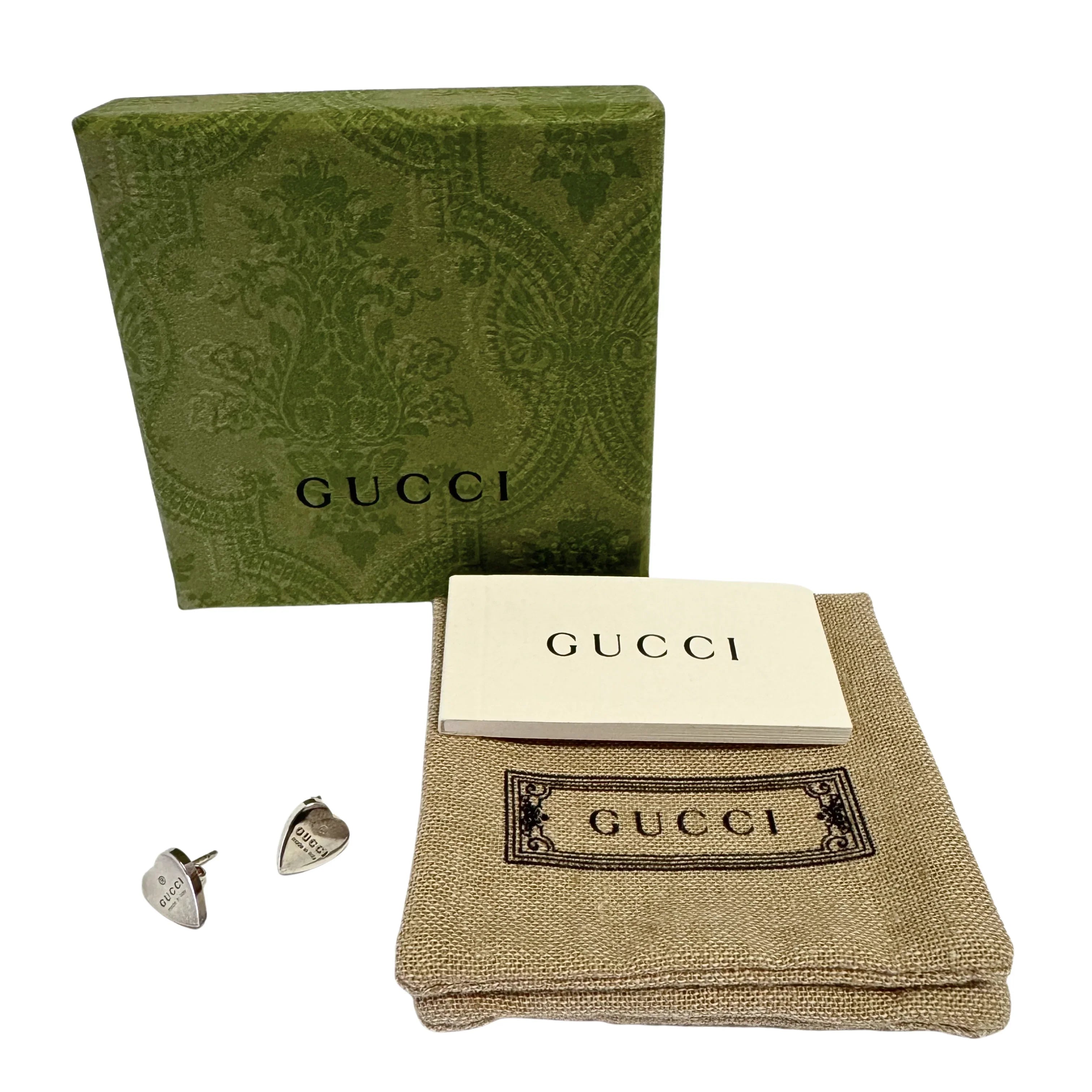 Gucci Heart Stud Earrings 925 Sterling Silver