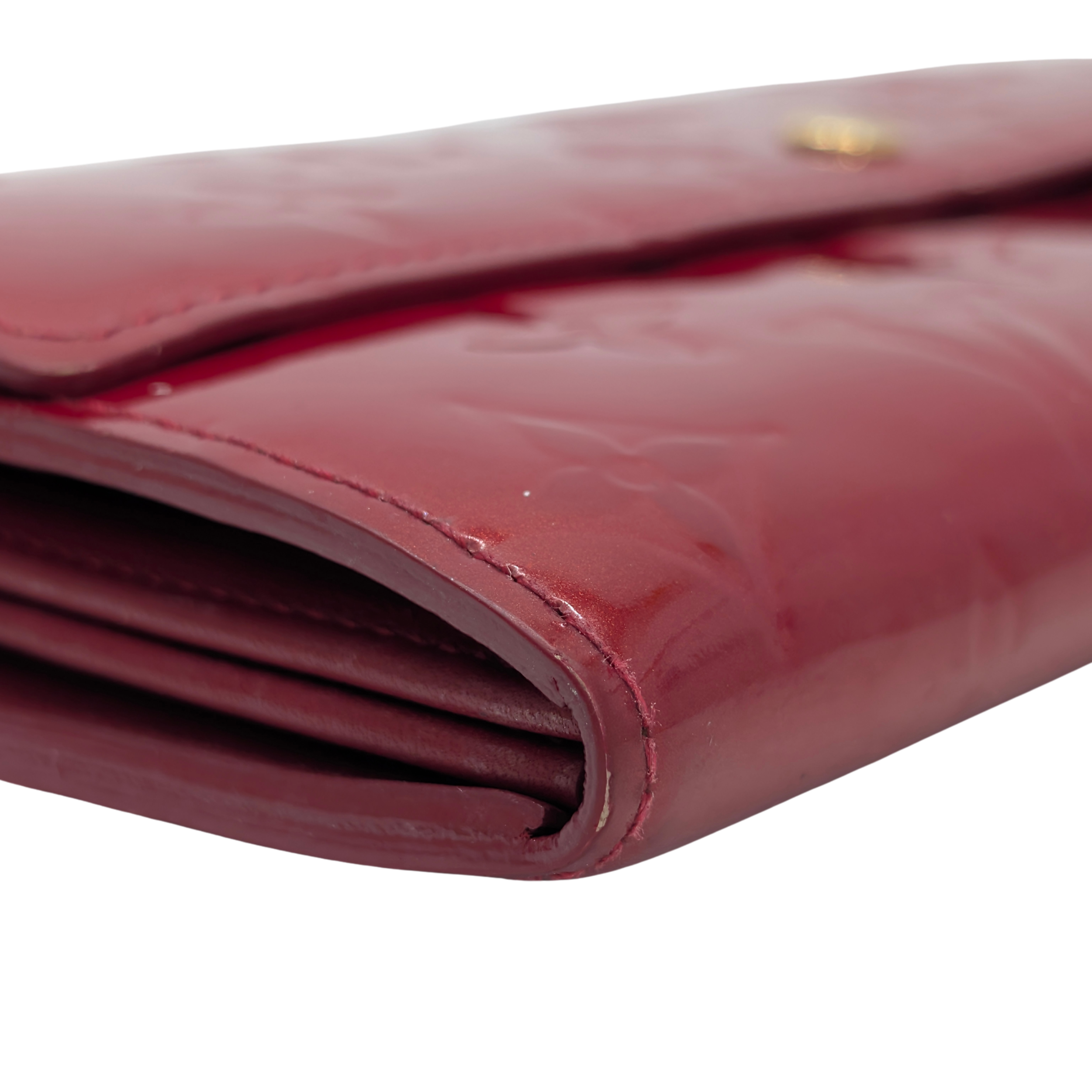 Louis Vuitton Sarah Long Wallet Vernis Leather Patent Red