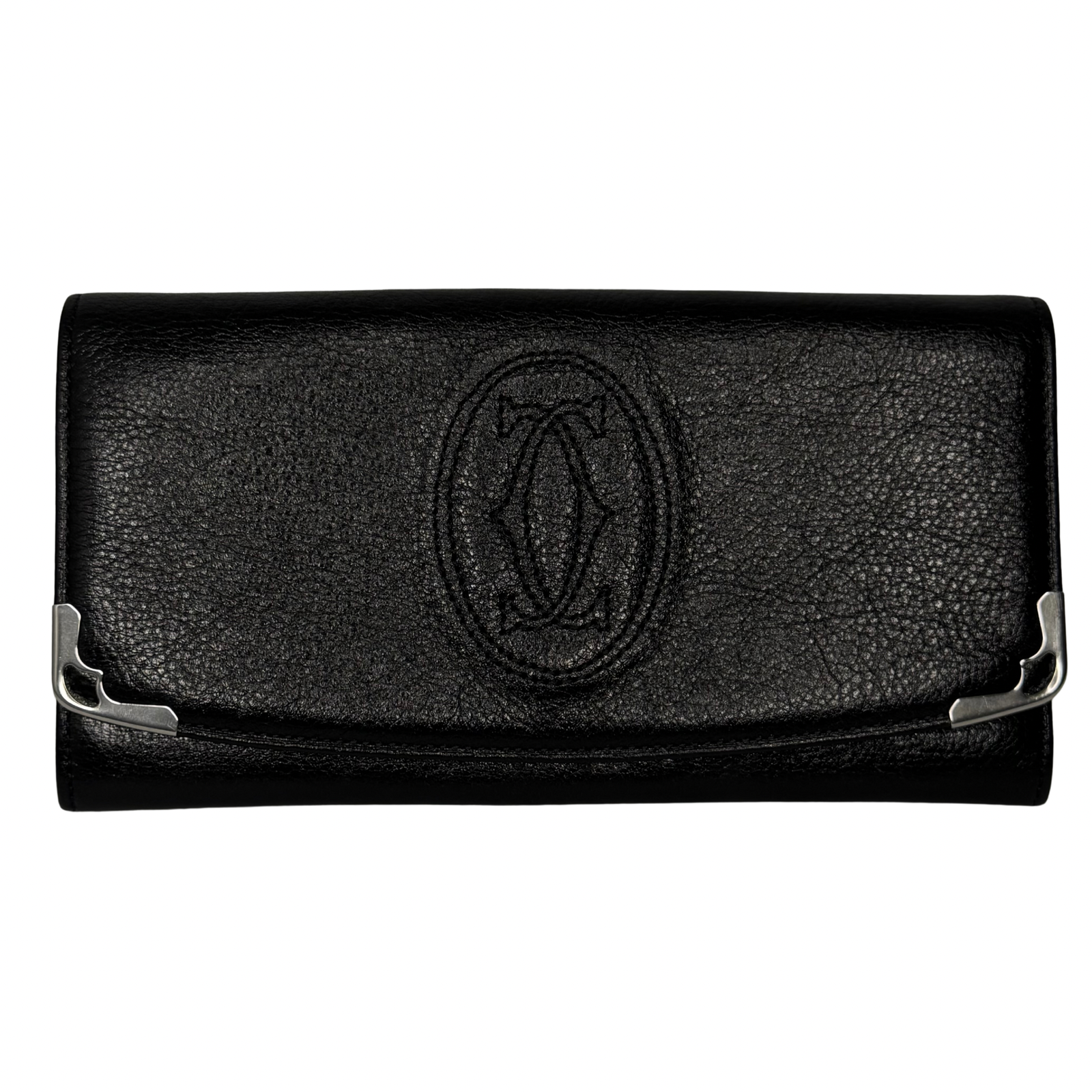 Cartier Black Leather Long Folding Wallet