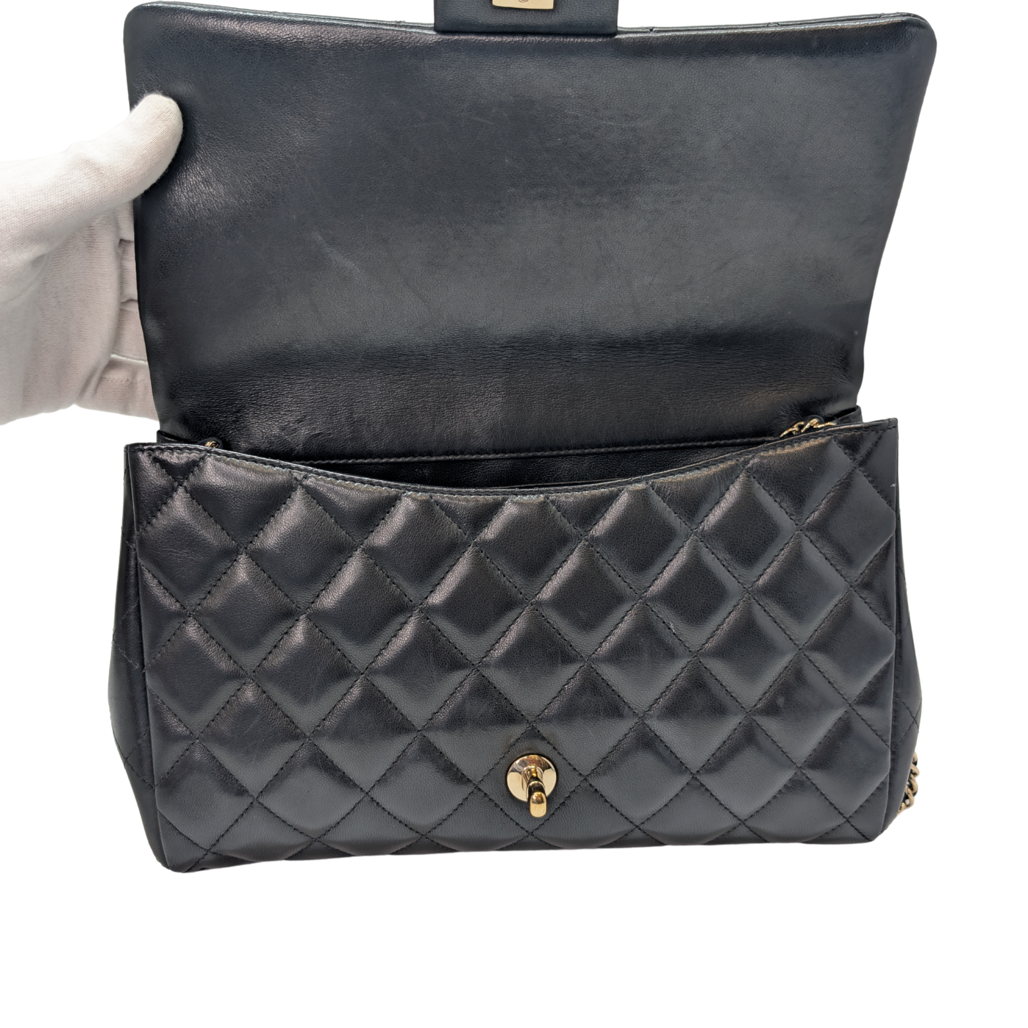 Chanel Classic Quilted Clutch With Chain Black
