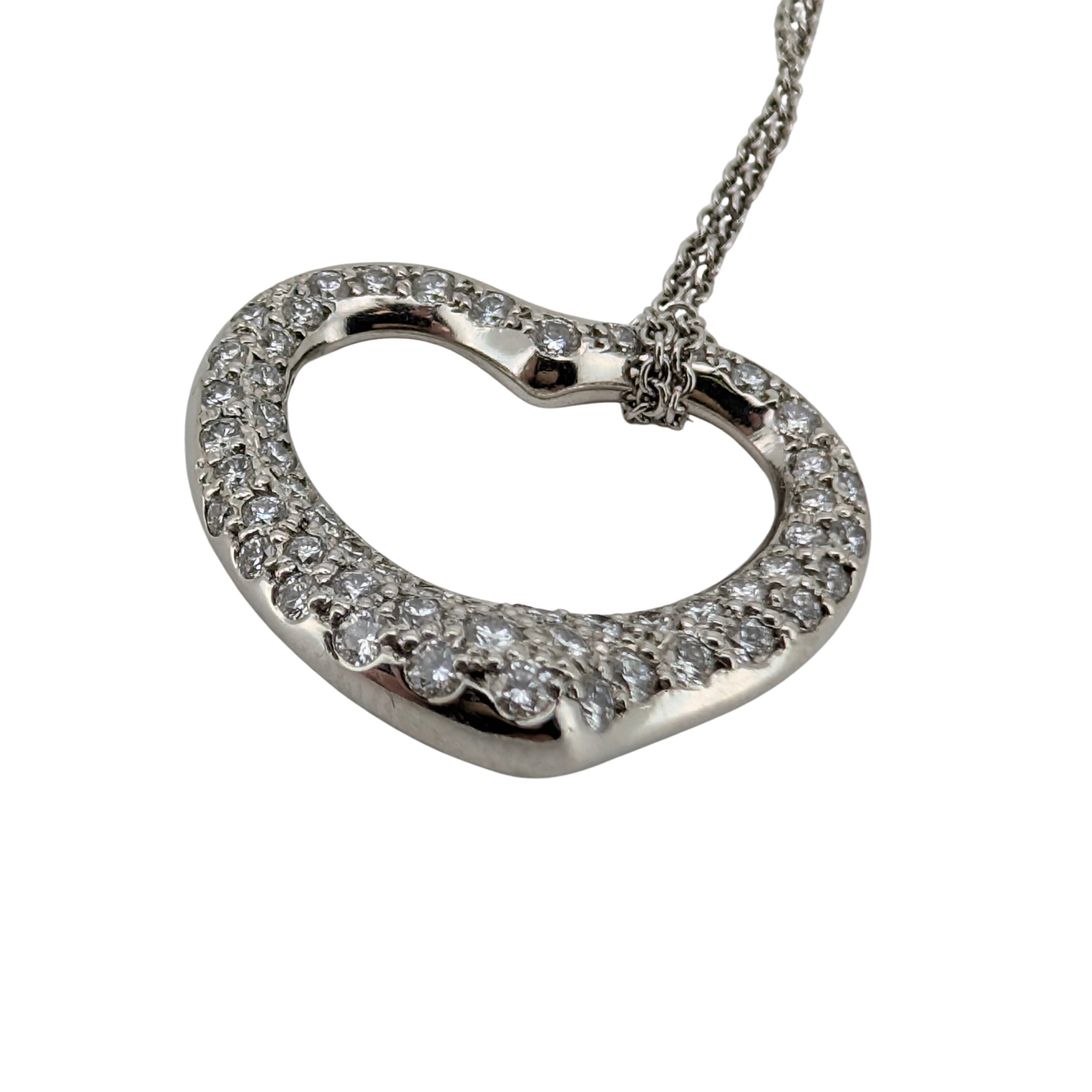 Tiffany & Co. Elsa Peretti Medium Open Heart Pavé Diamond Necklace Platinum