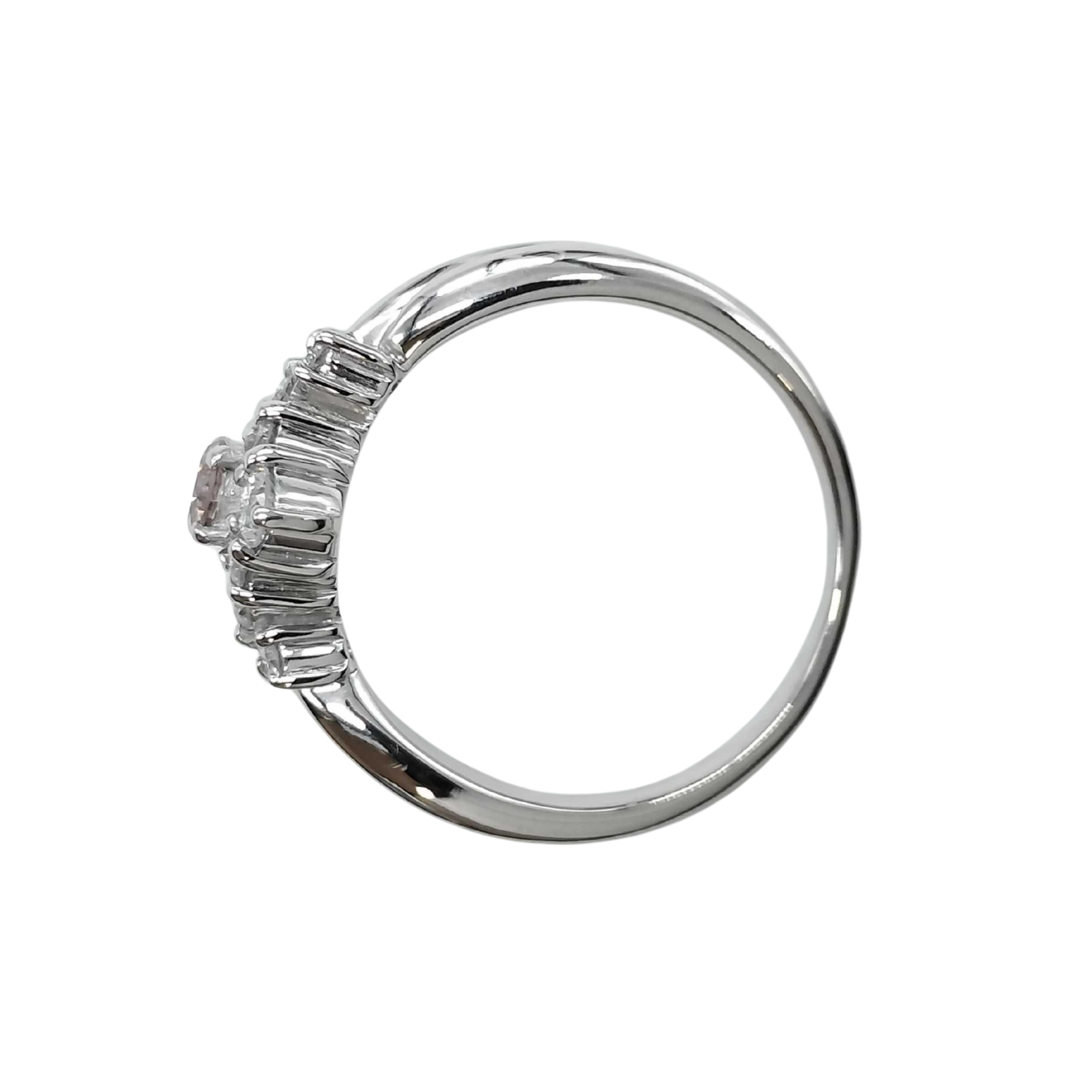 0.15Ct Natural Pink Diamond & 0.30Ct White Diamonds Halo Ring In Platinum