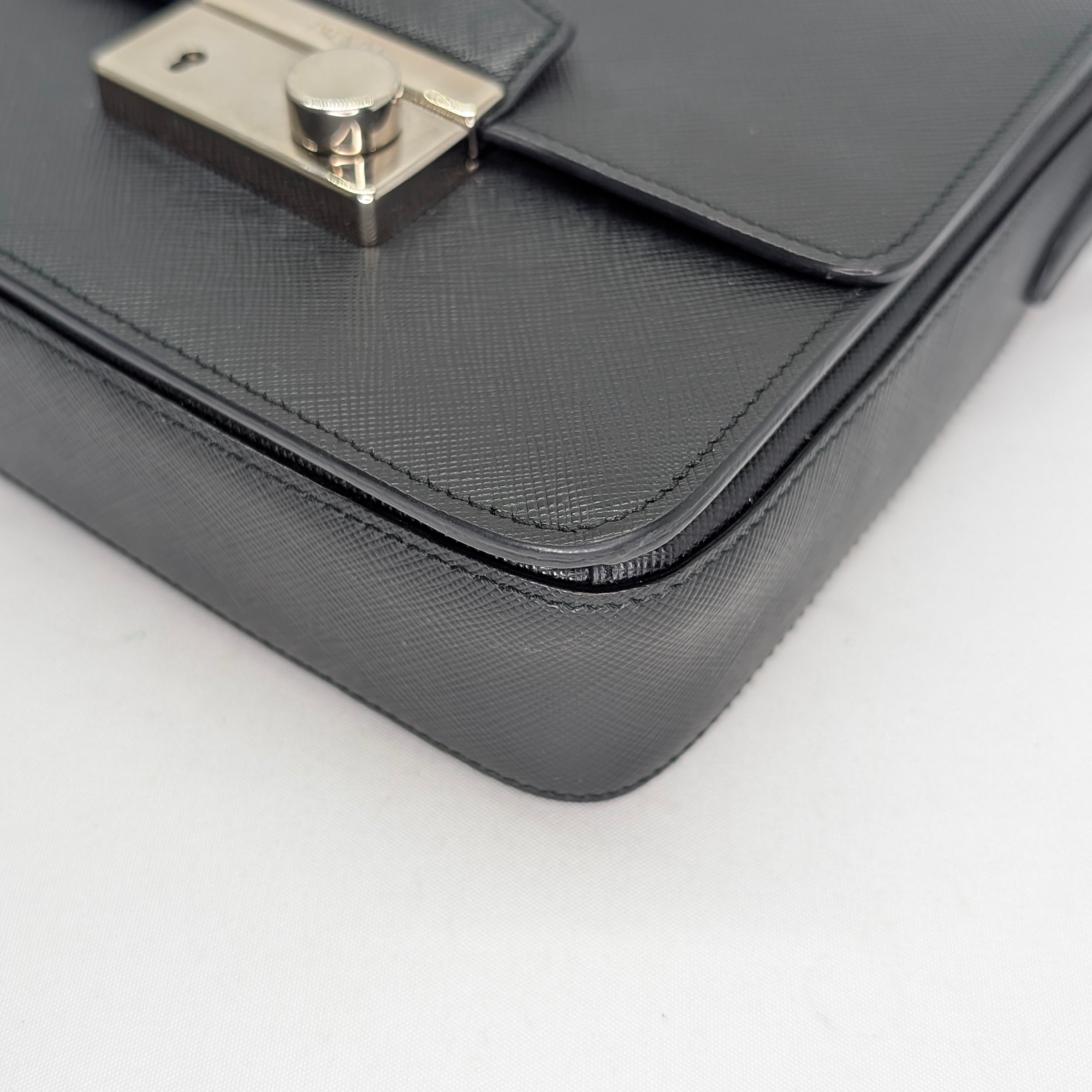 Prada Saffiano Lux Crossbody Bag Black