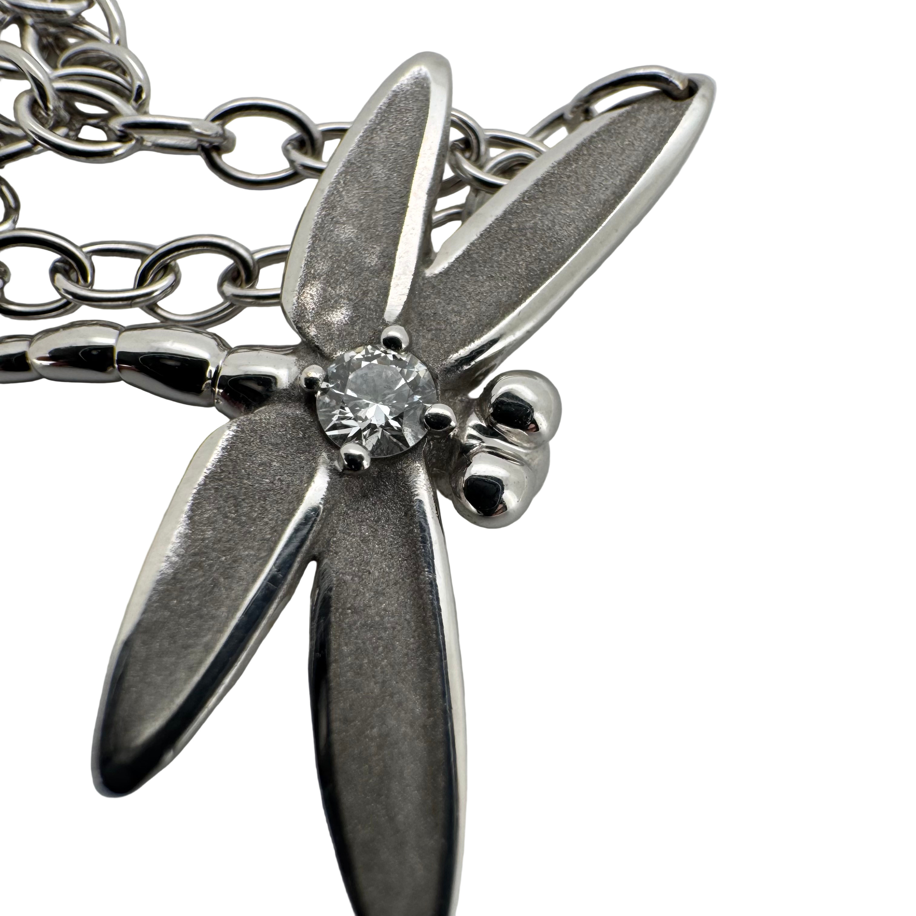 Tiffany & Co Dragon Fly Diamond .07ct Necklace 18k White Gold - Lost Designer