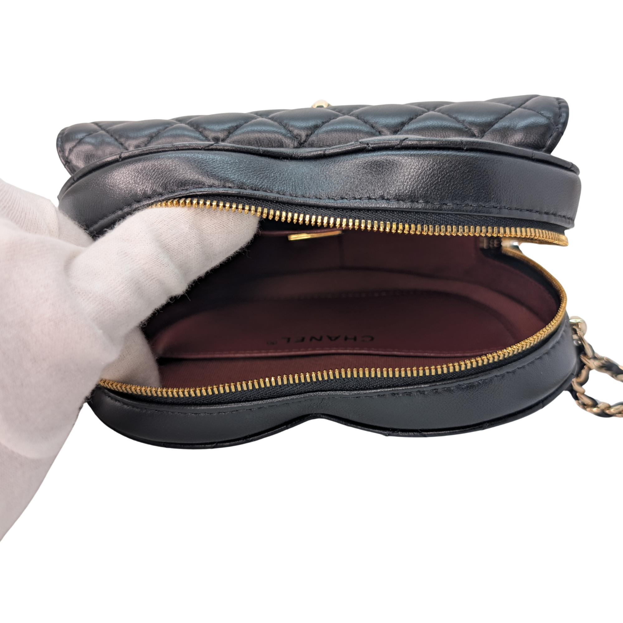 Chanel Quilted CC In Love Heart Bag Black