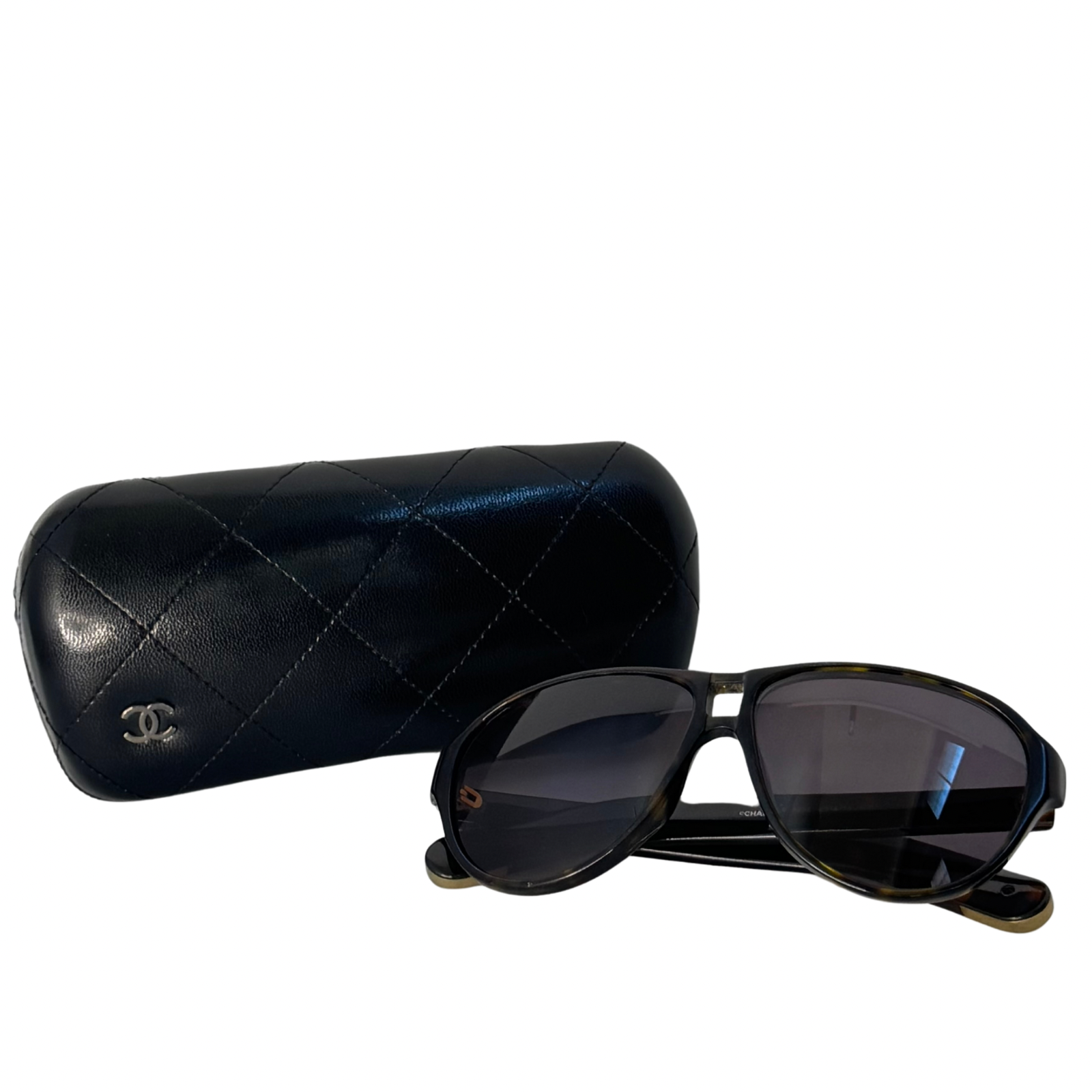 CHANEL Polarized Tortoise Aviator Sunglasses 5233