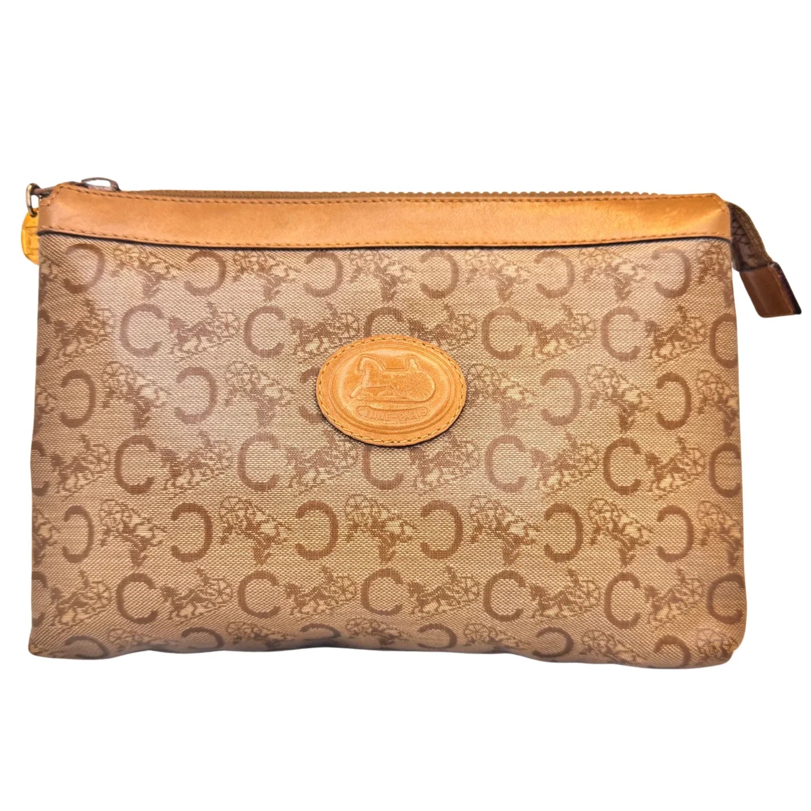 Brown Celine Leather Clutch
