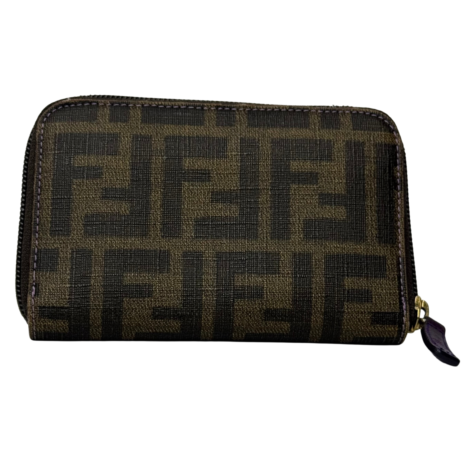 Fendi Zucca Monogram zip Wallet Tobacco