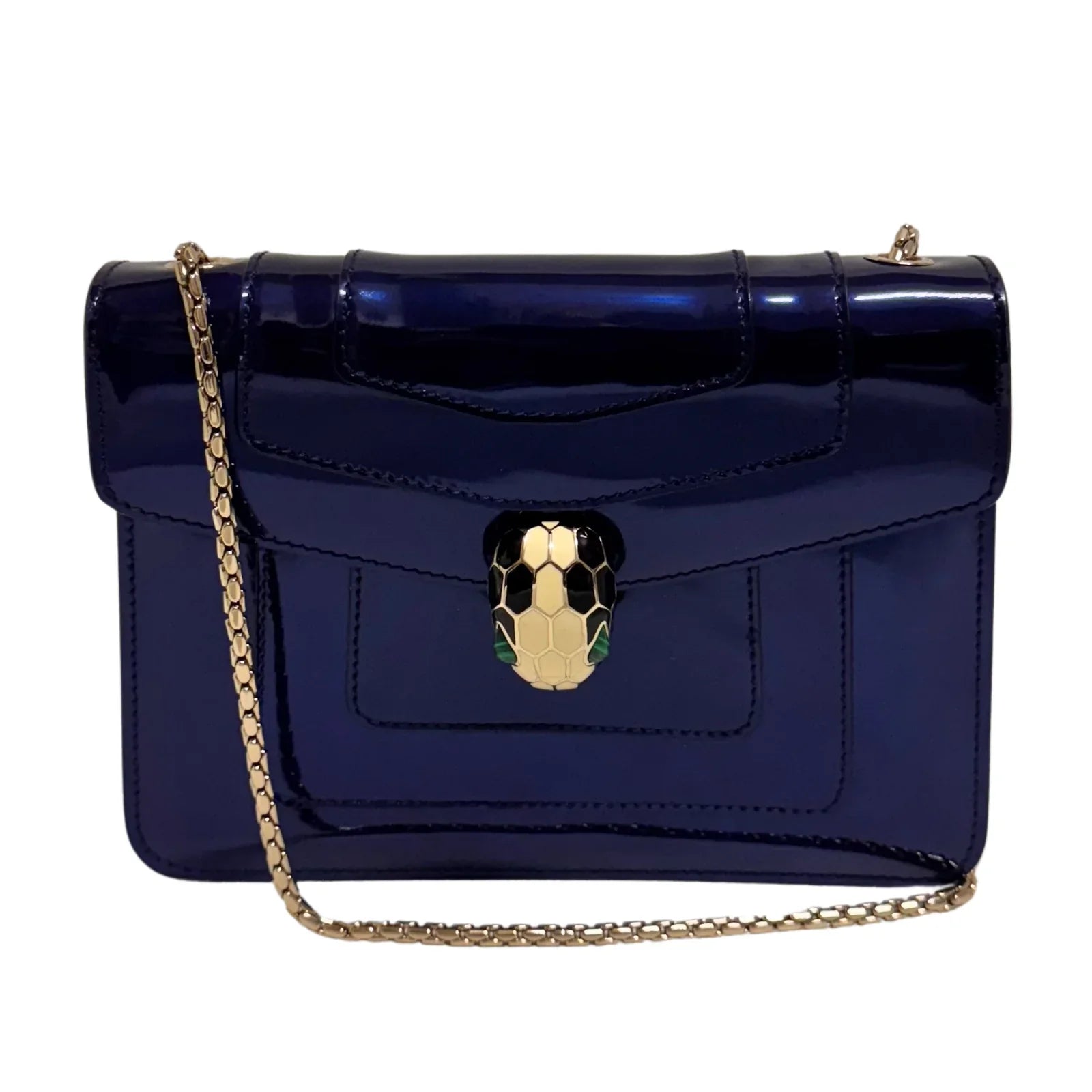 Bvlgari Serpenti patent leather handbag Blue