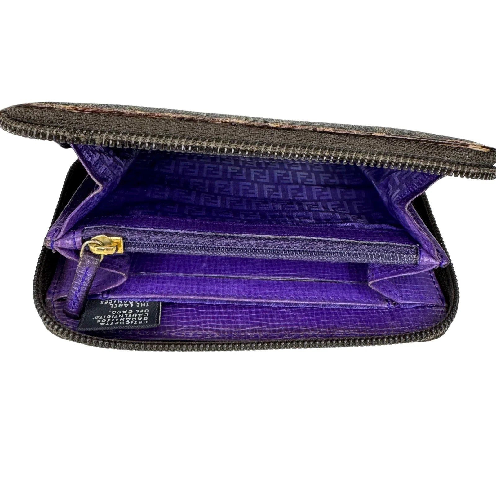 Fendi Zucca Monogram zip Wallet Tobacco