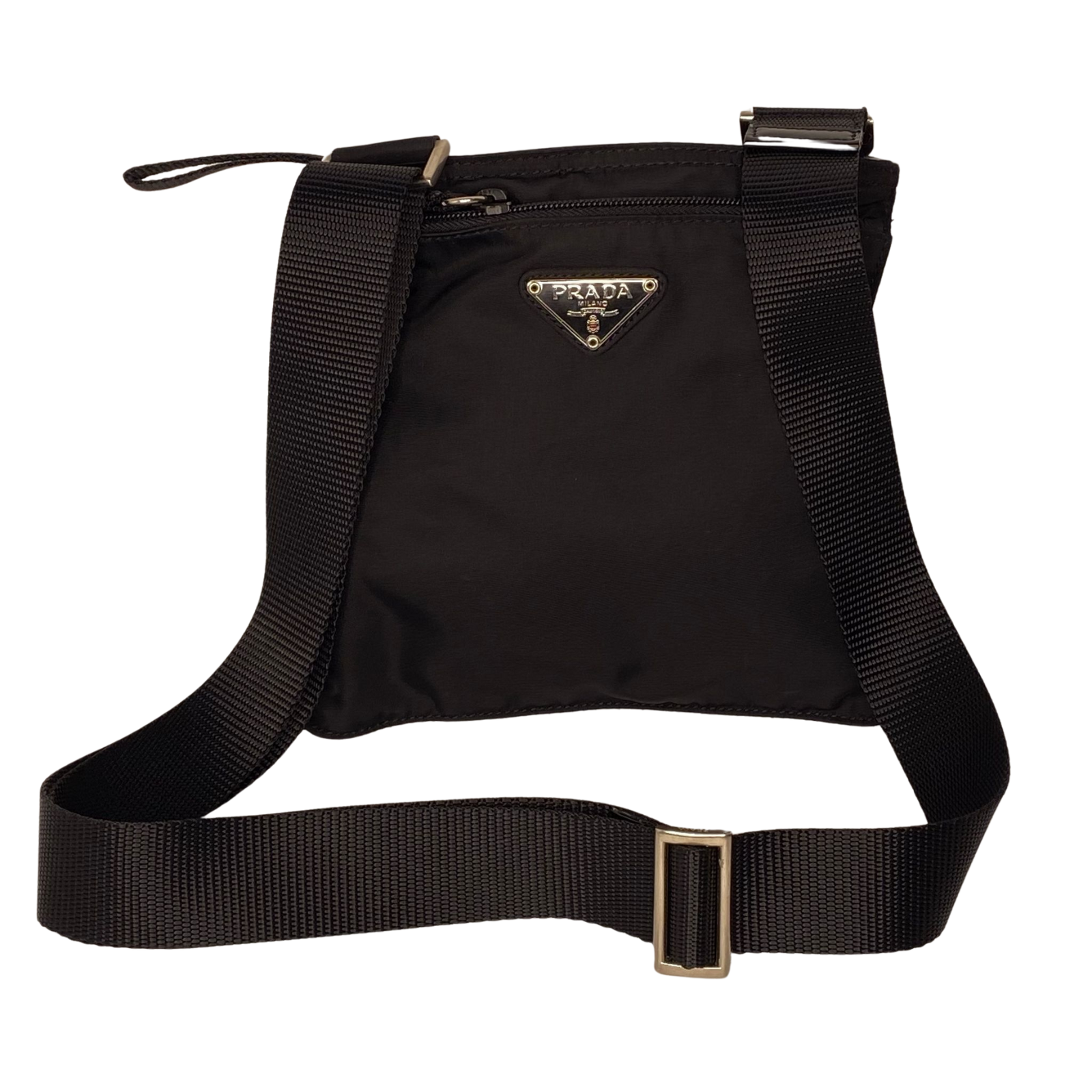 Prada Black Nylon Crossbody Messenger Black Bag