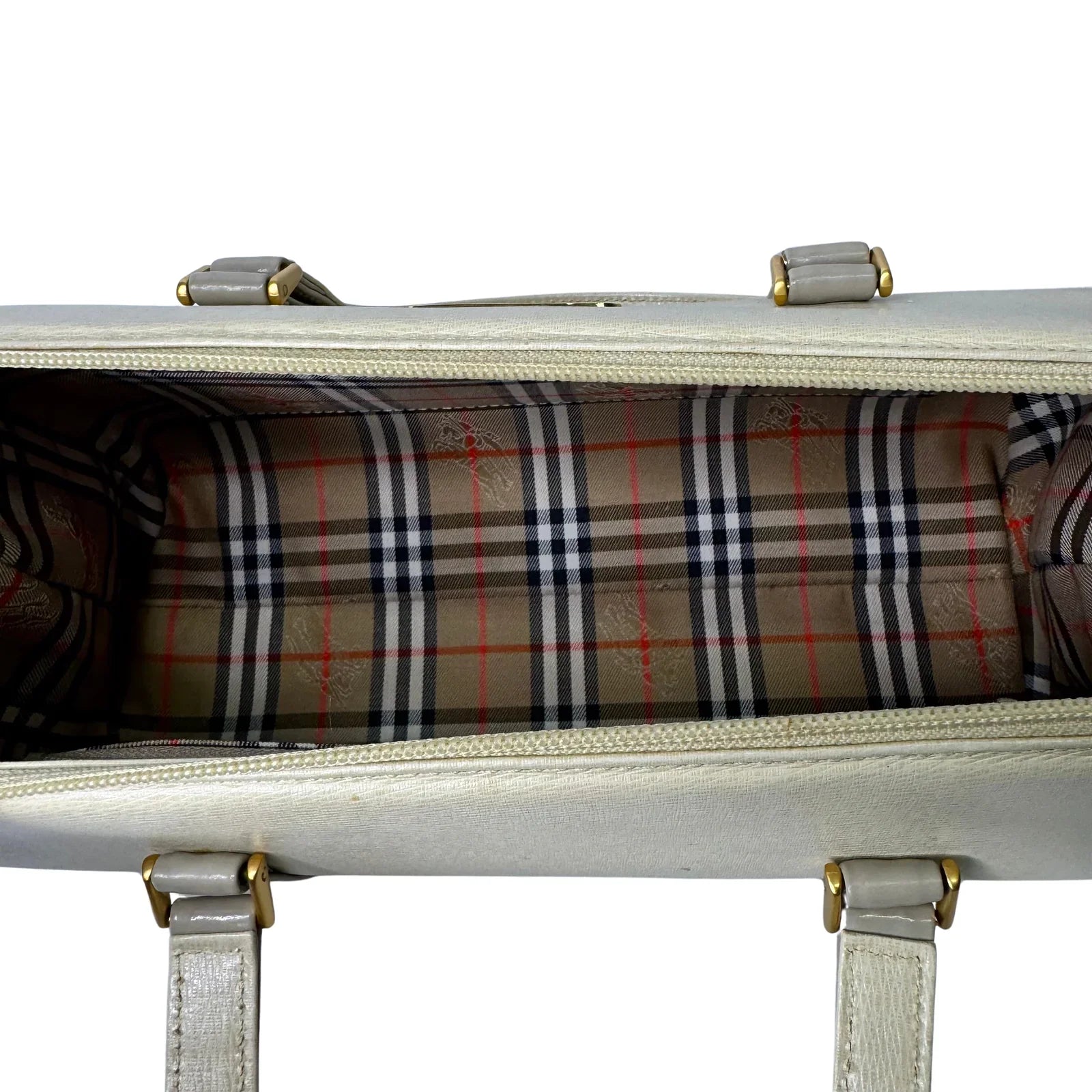 Burberry Mini Boston Bag Leather Beige