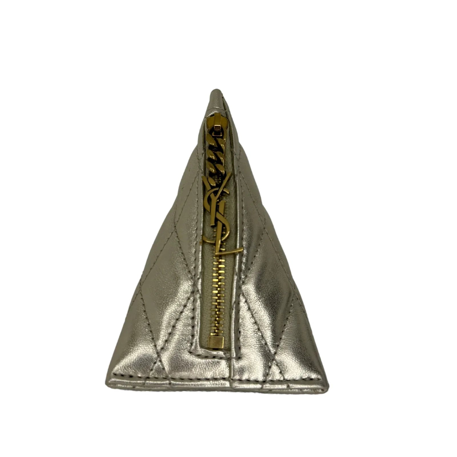 YSL Yves Saint Laurent Metallic Calfskin Berlingo Bag Charm Platino