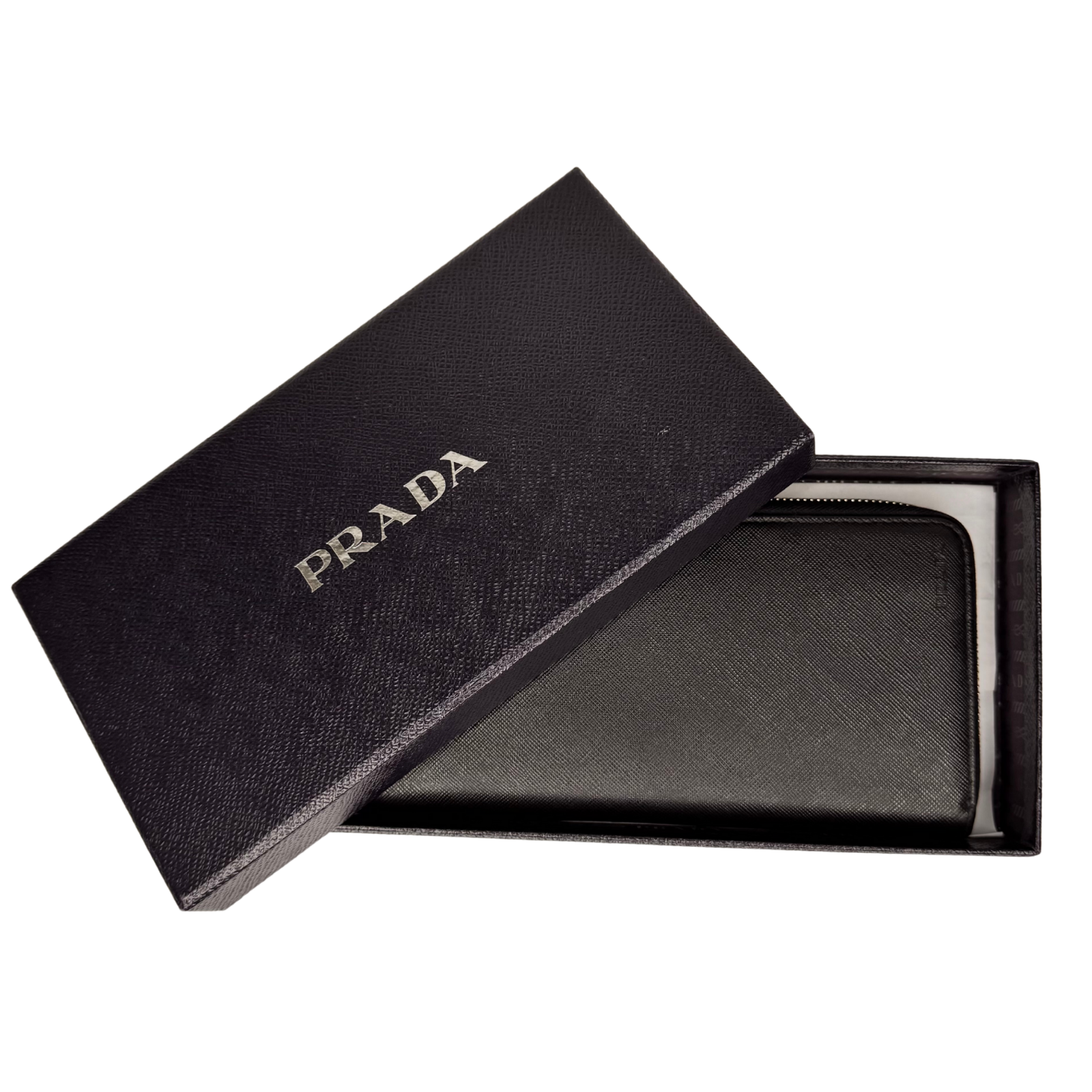 Prada Saffiano Leather Zip-Around Long Wallet – Nero Black