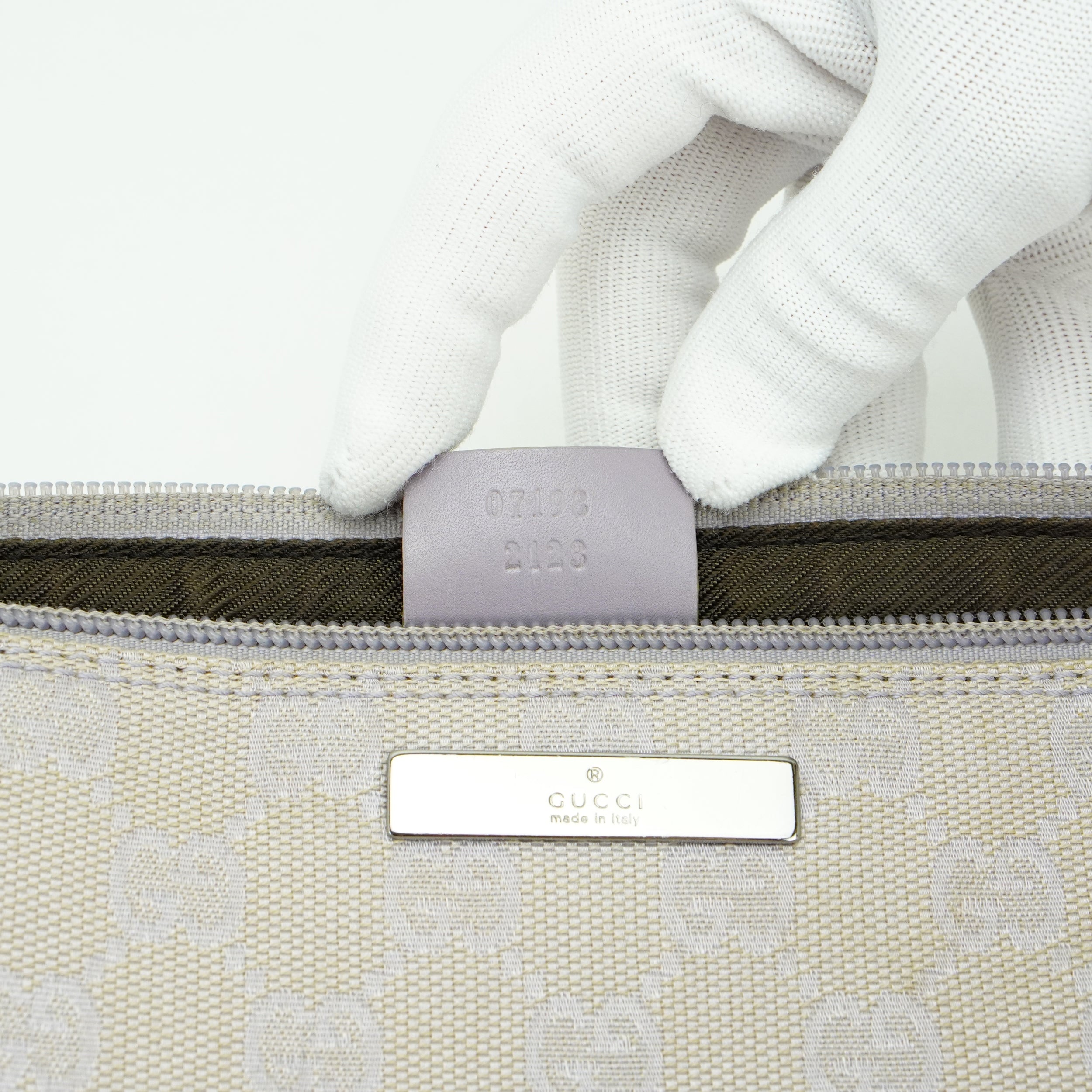 Gucci Grey GG Monogram Boat Pochette Bag