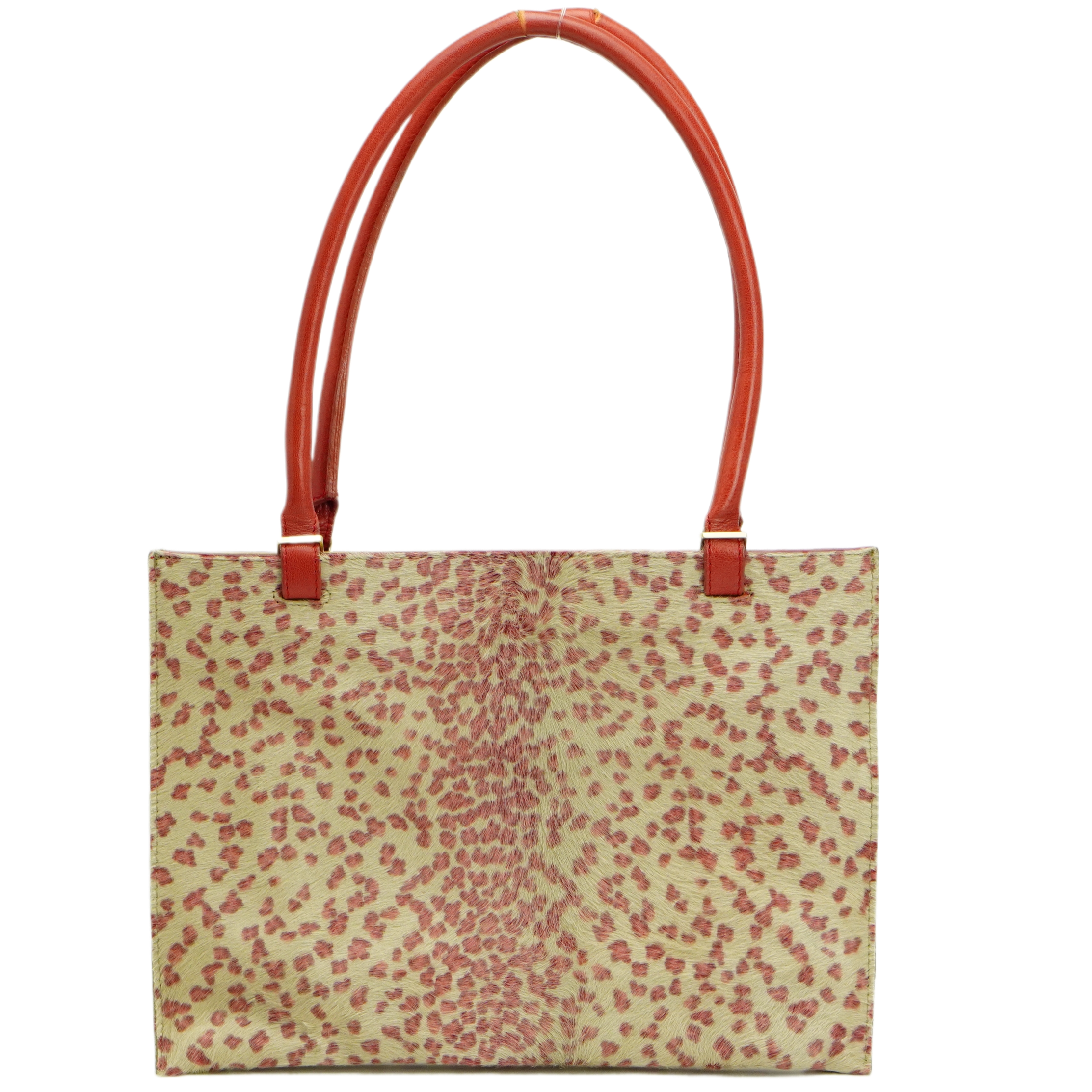 Bottega Veneta Biege & Red Cheetah Cowhide Print Handbag
