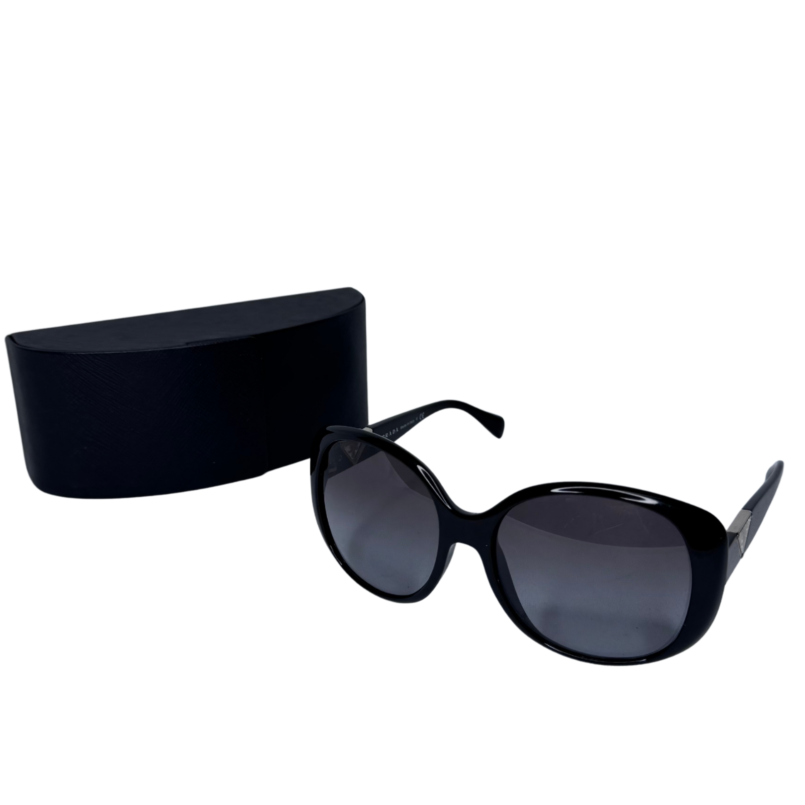 Prada SPR 150 Black Acetate Oversized Round Sunglasses