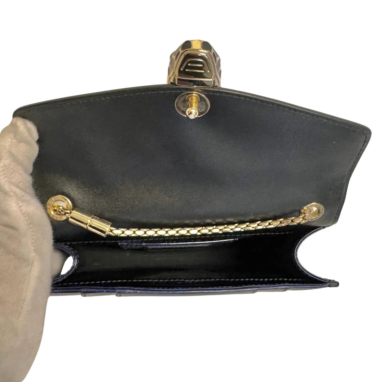 Bvlgari Serpenti patent leather handbag Blue