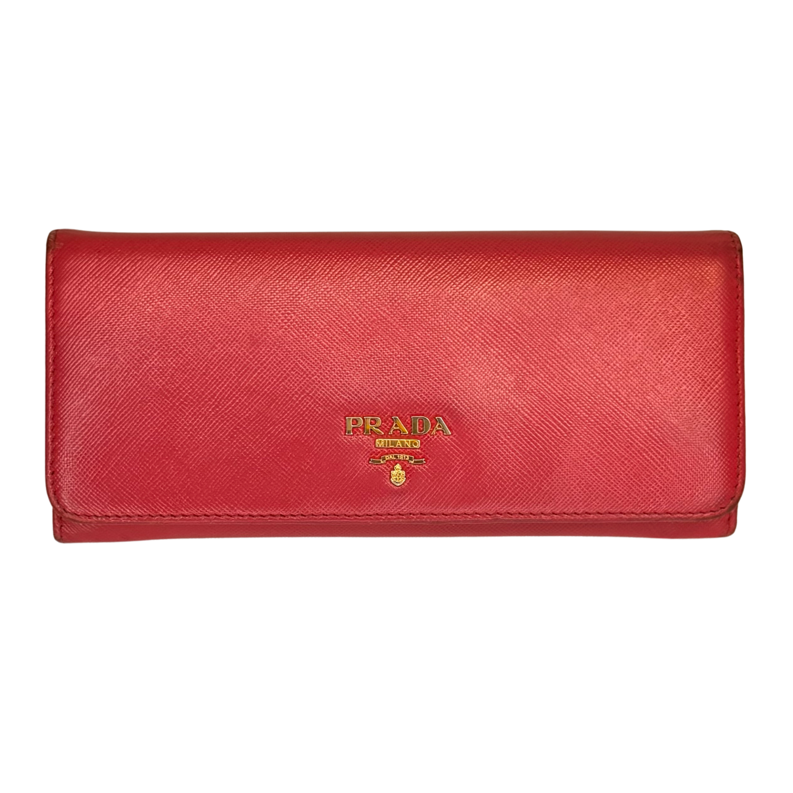 Prada Vitello Daino Continental Flap Wallet in Pink