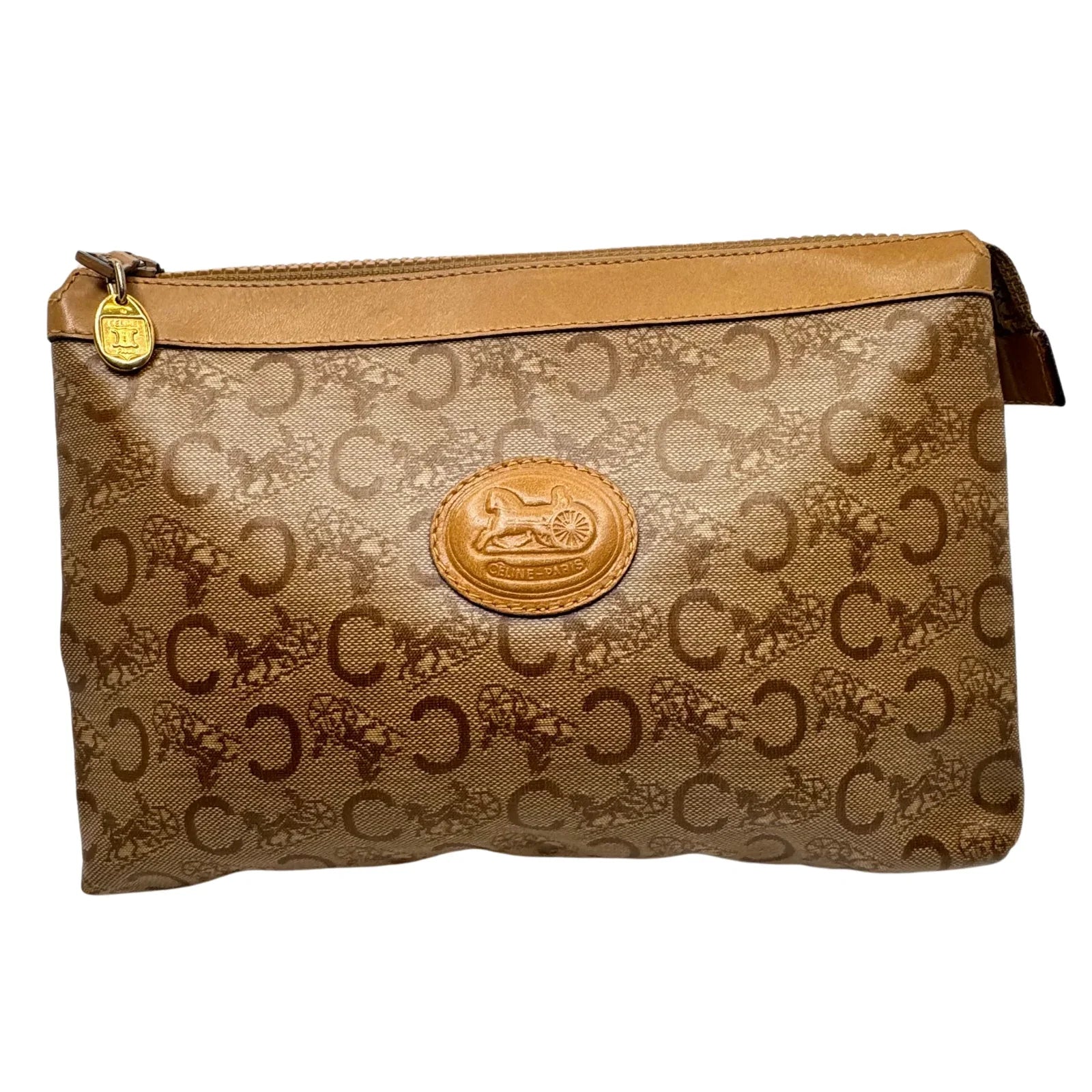 Brown Celine Leather Clutch
