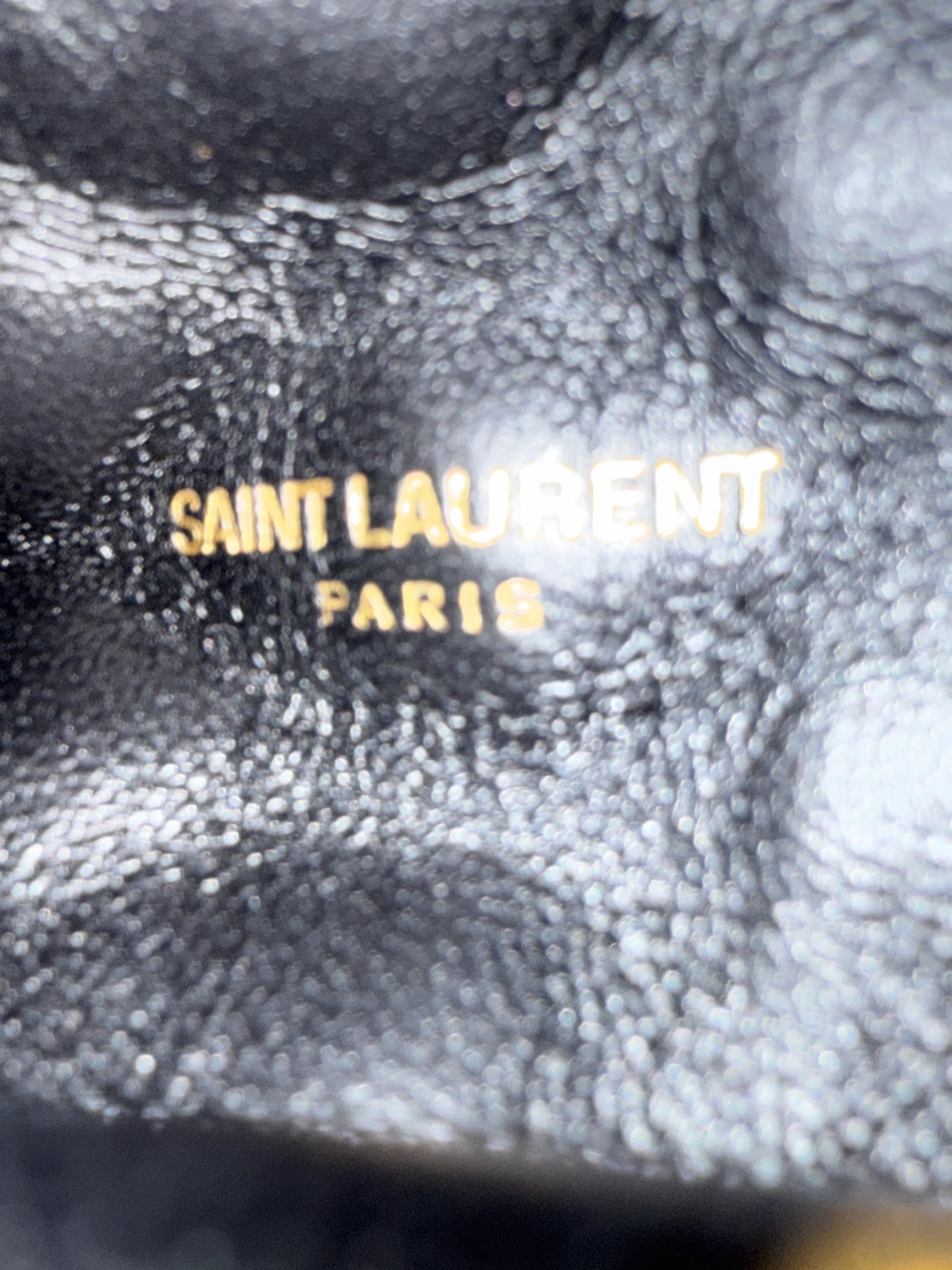 YSL Yves Saint Laurent Metallic Calfskin Berlingo Bag Charm Platino