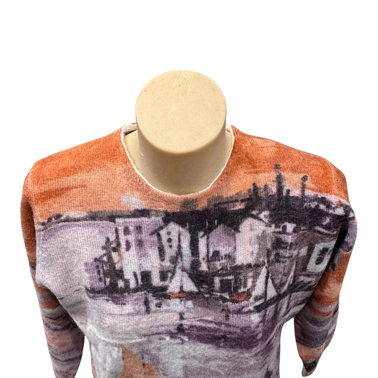 Prada Painted Seaside Landscape Knit Sweater