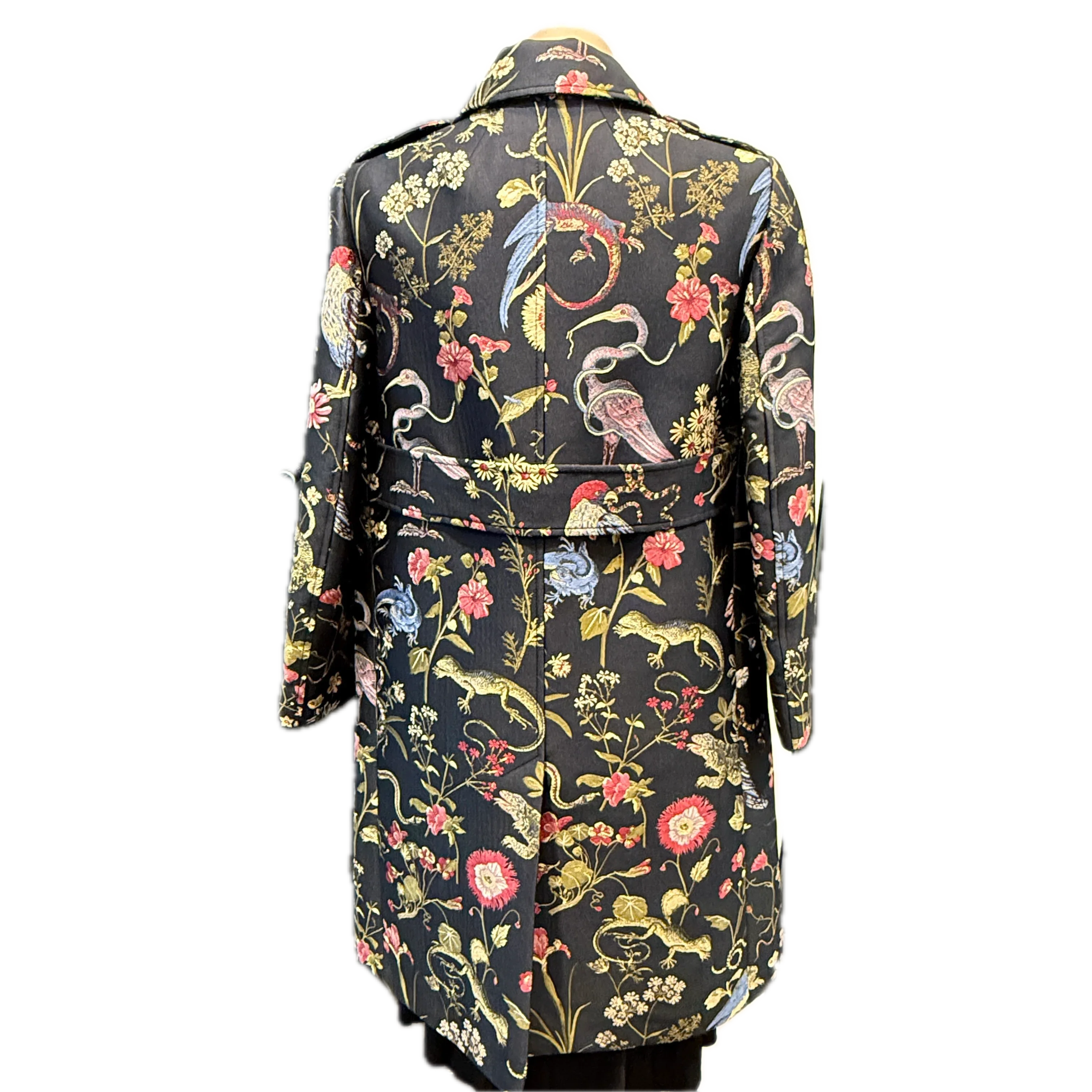 Red Valentino Bird Print Coat Jacket In Nero/rosso size 38