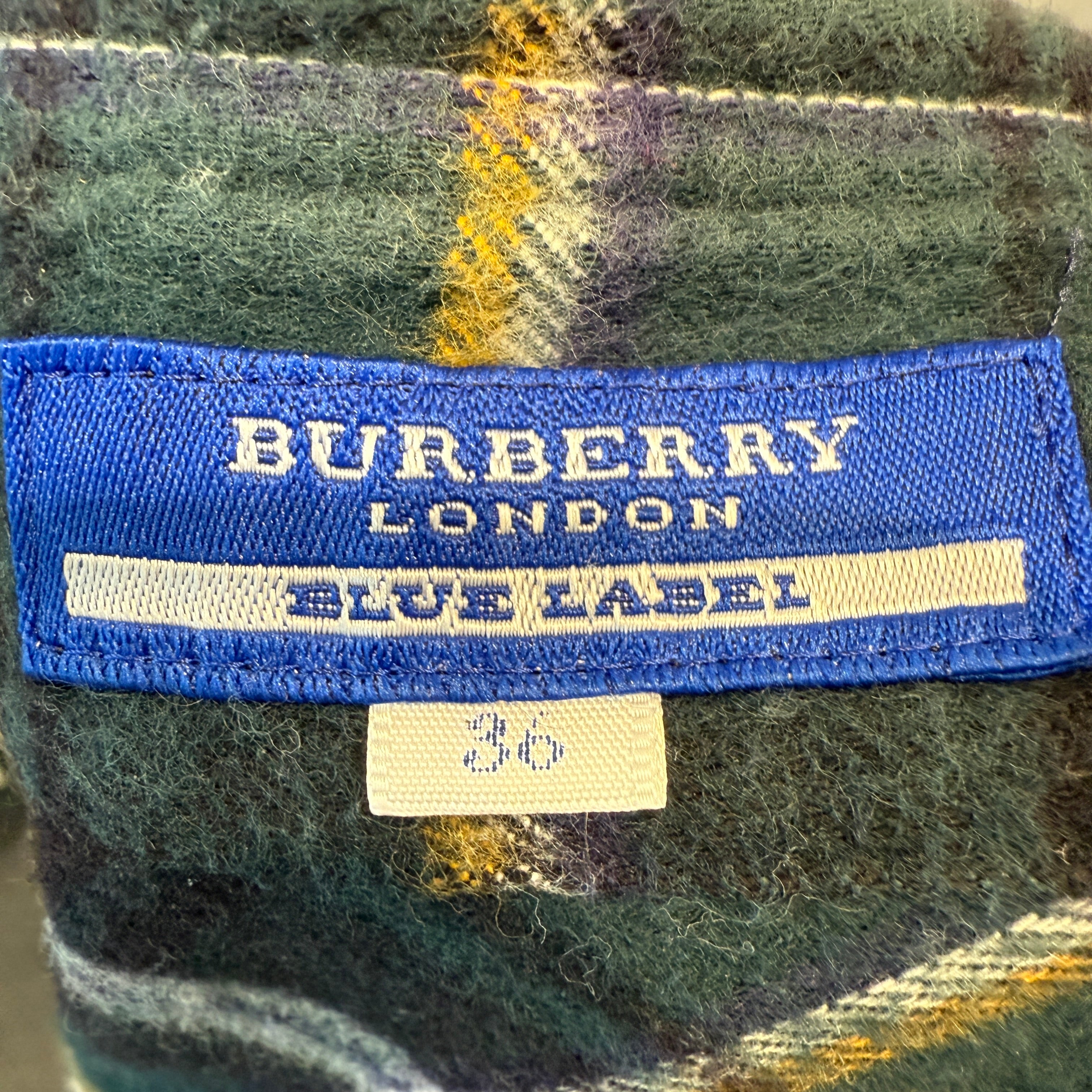 Burberry Blue Label Short Sleeve Shirt 36 Black/Green