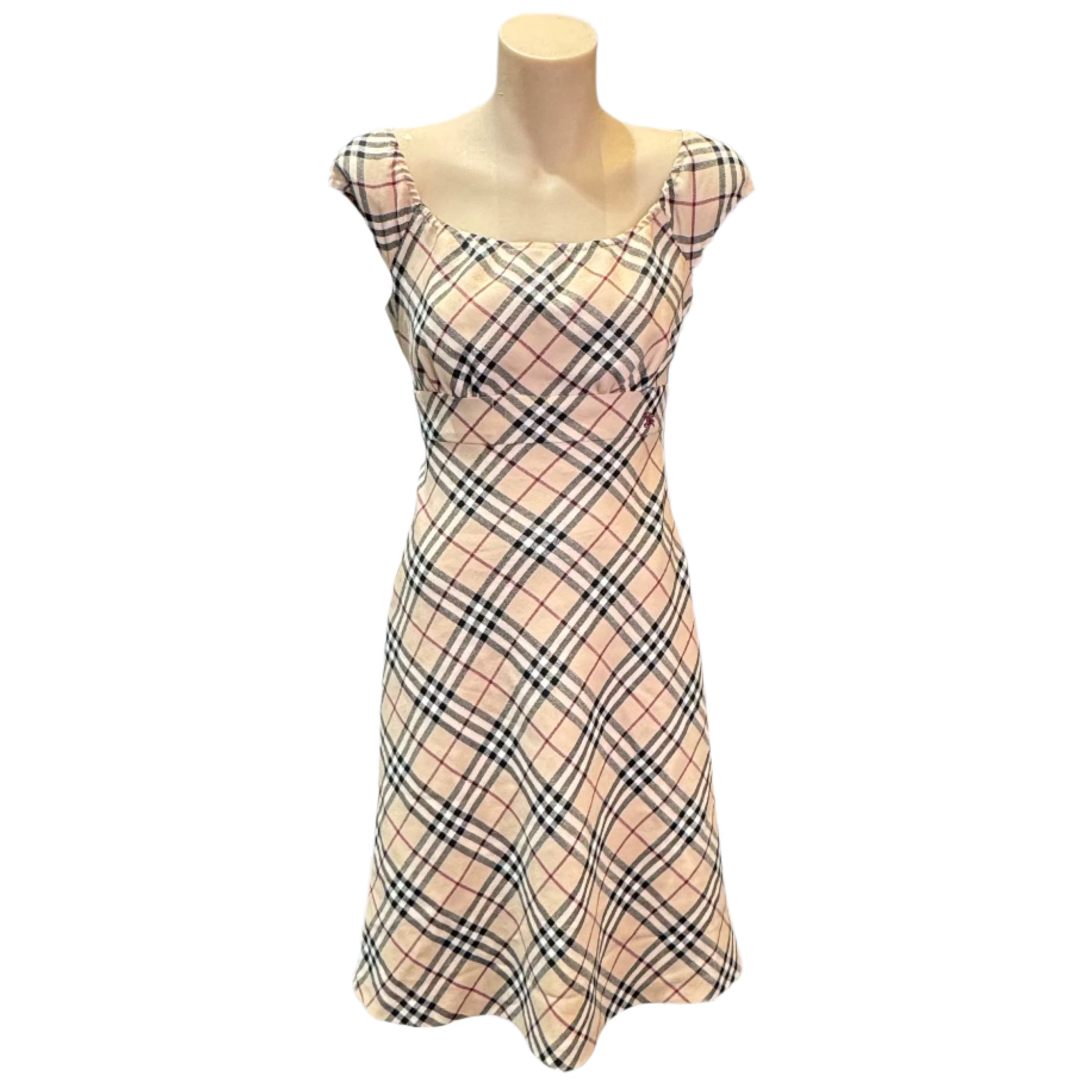 Beige Burberry sleeveless check dress size 38