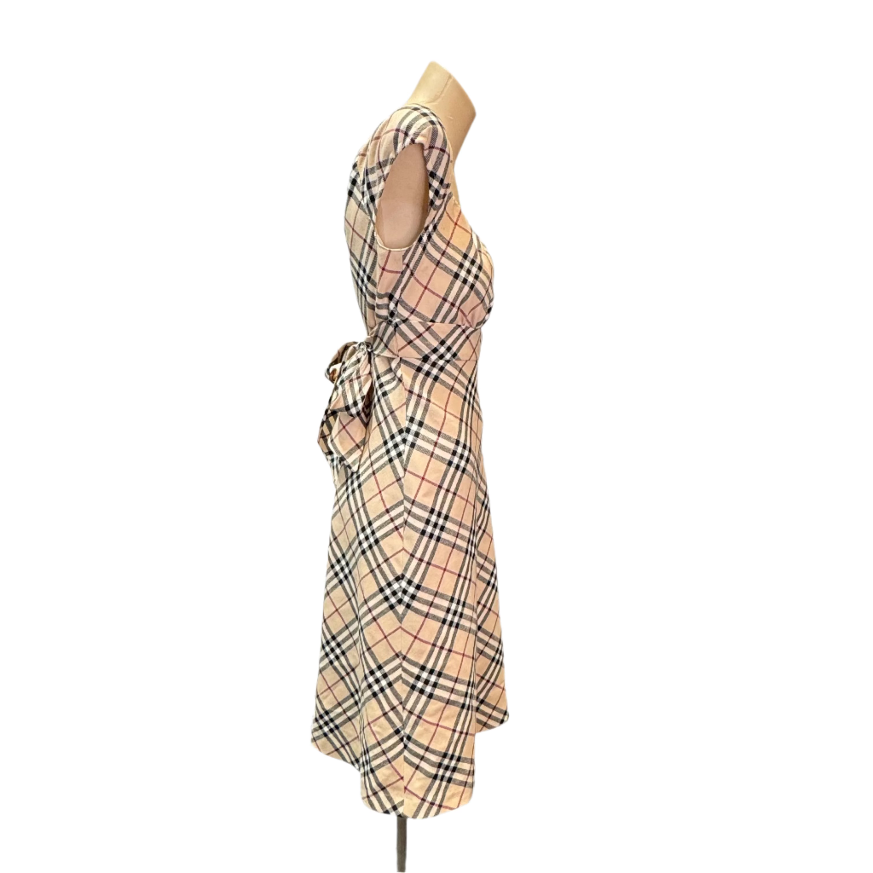 Beige Burberry sleeveless check dress size 38