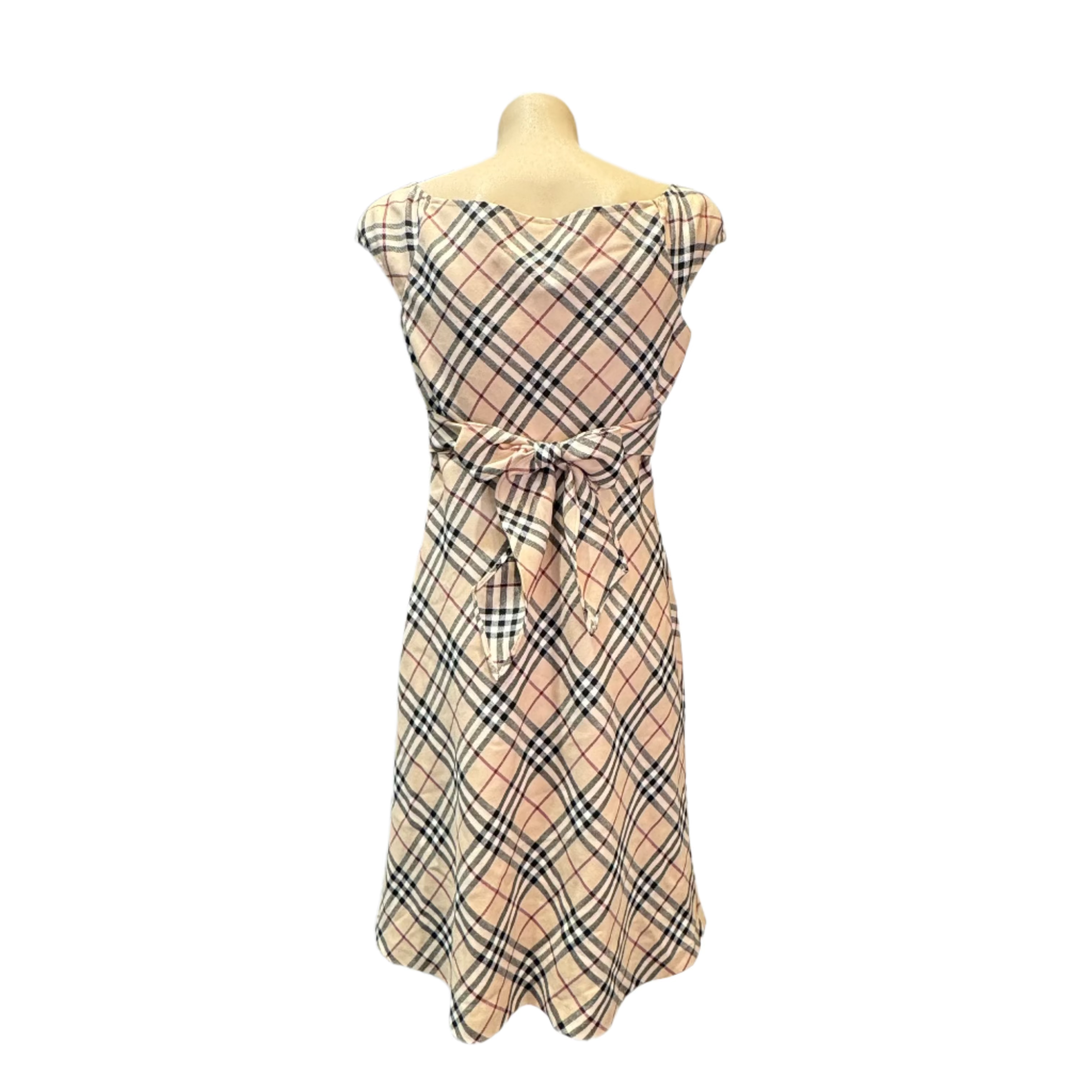 Beige Burberry sleeveless check dress size 38
