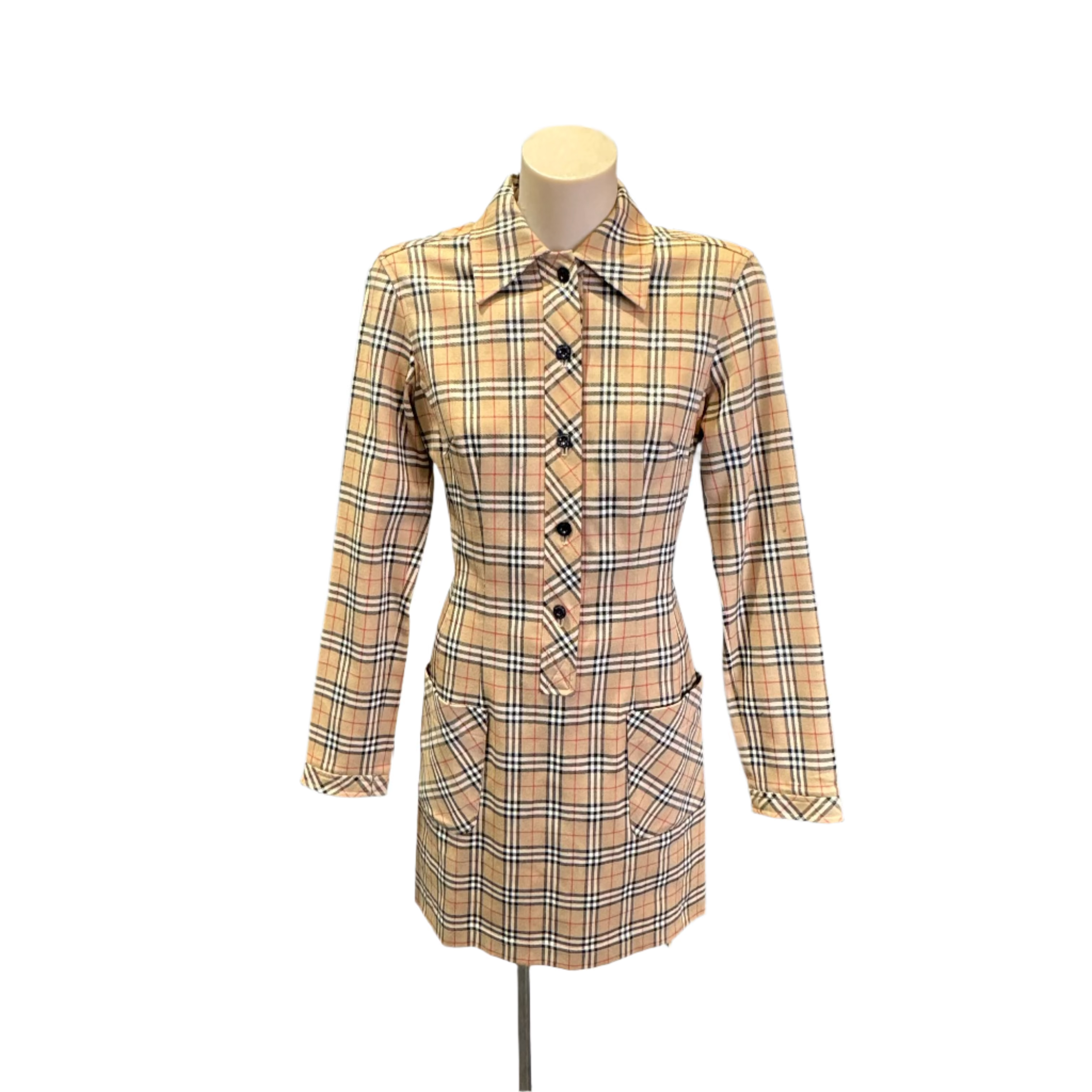 Burberry Check pocket dress long sleeve 38