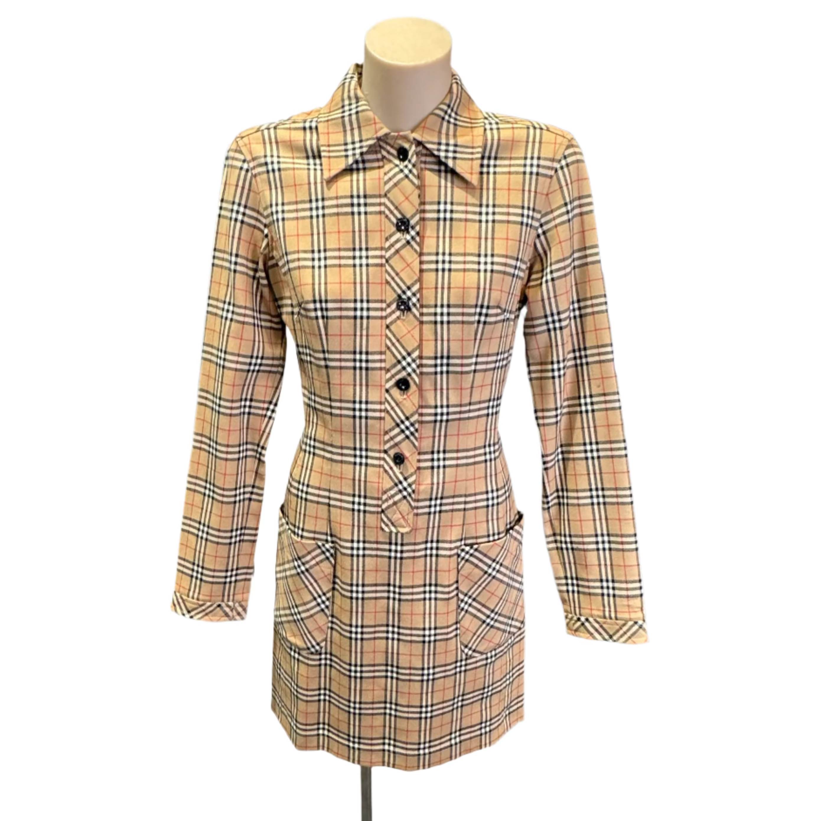 Burberry Check pocket dress long sleeve 38